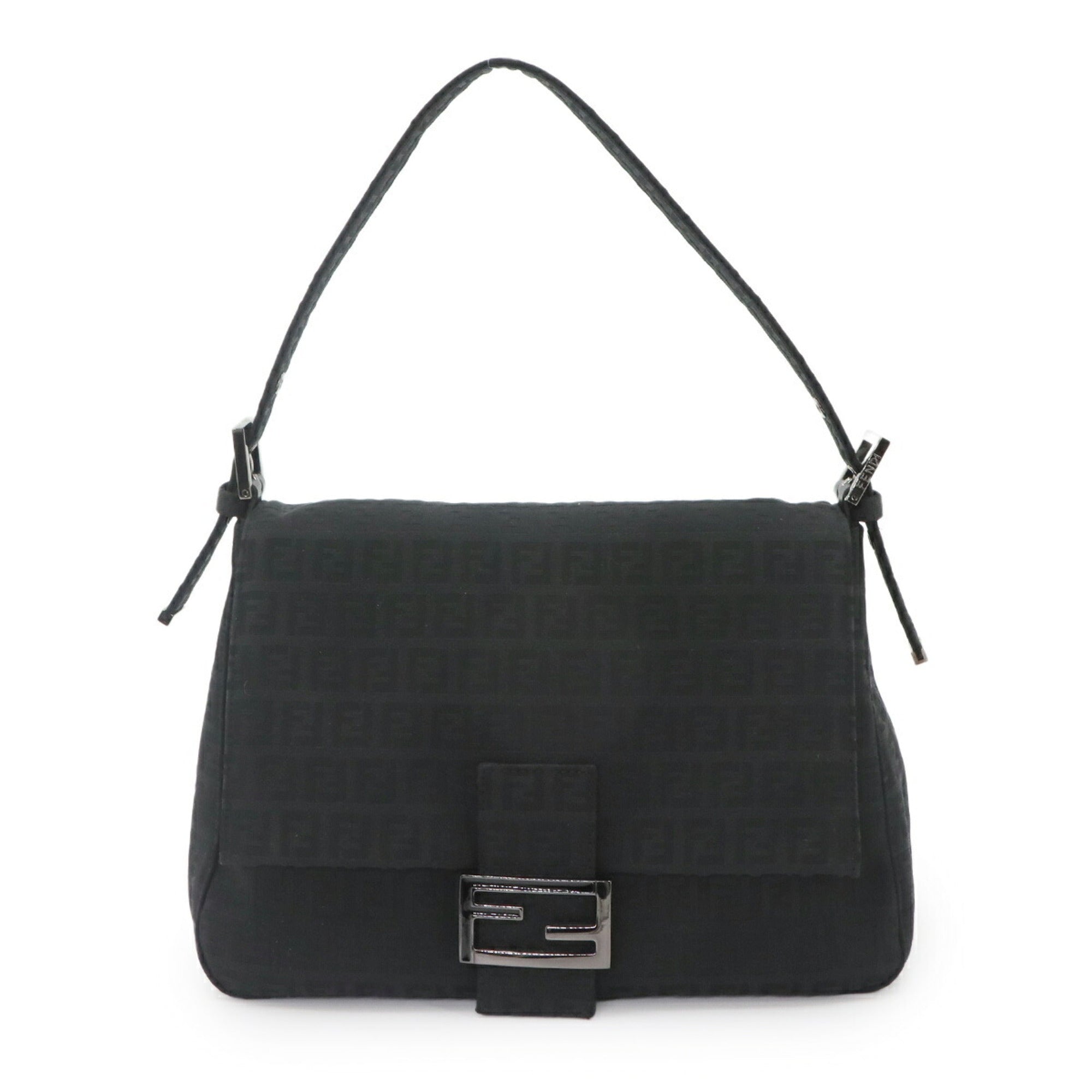 Fendi Black Canvas Leather Shoulder Bag (Pre-Owned)