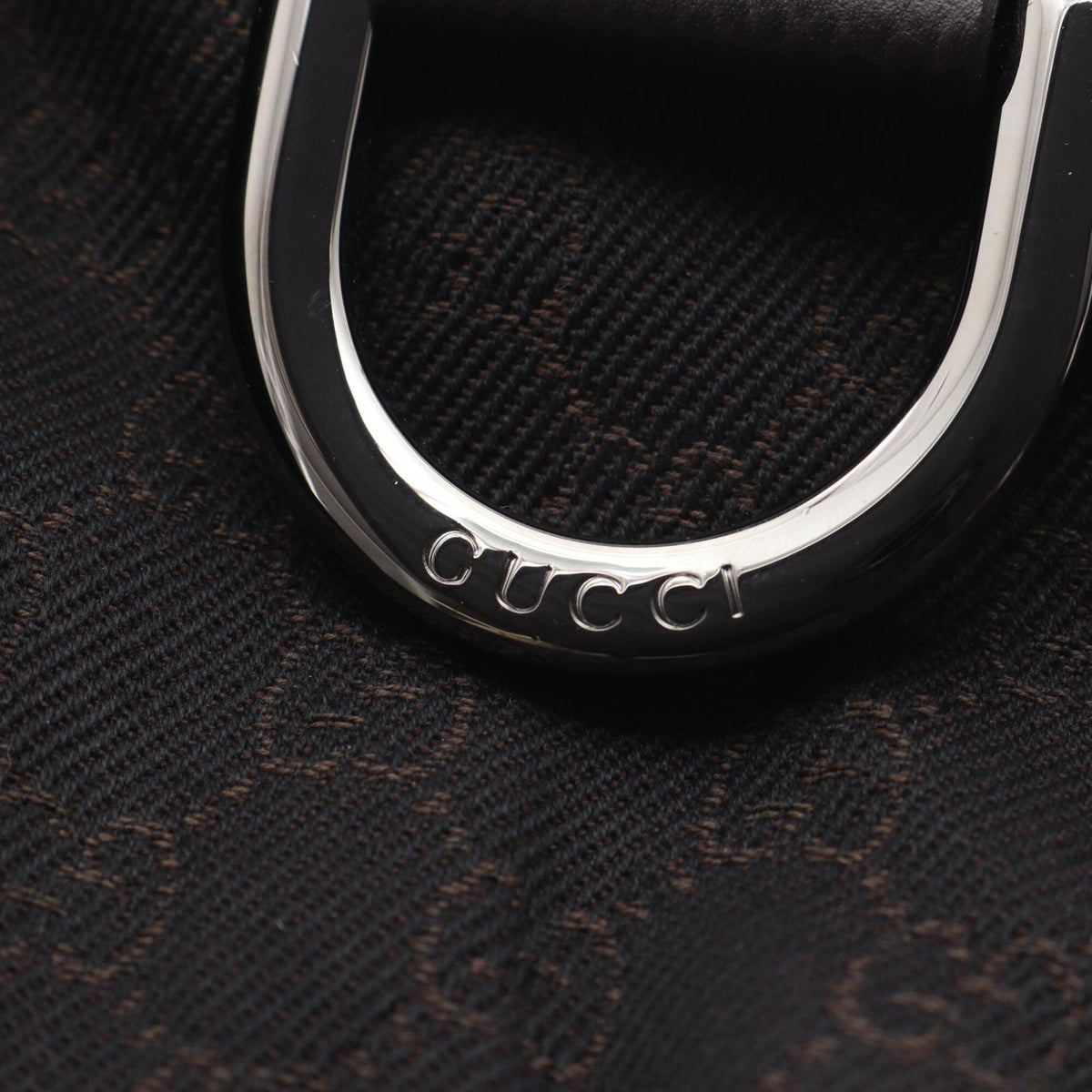Gucci Black Brown Canvas Leather Handbag Shoulder Bag (Pre-Owned)