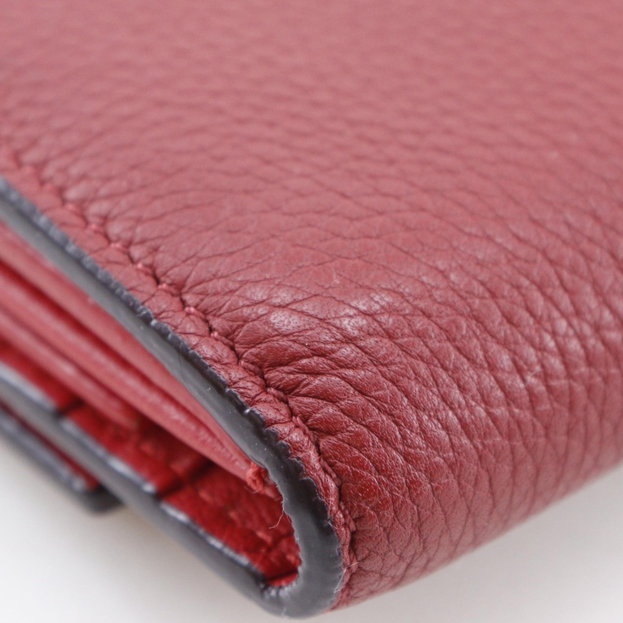 Celine Red Color Leather Wallet (Tri-Fold) (Pre-Owned)