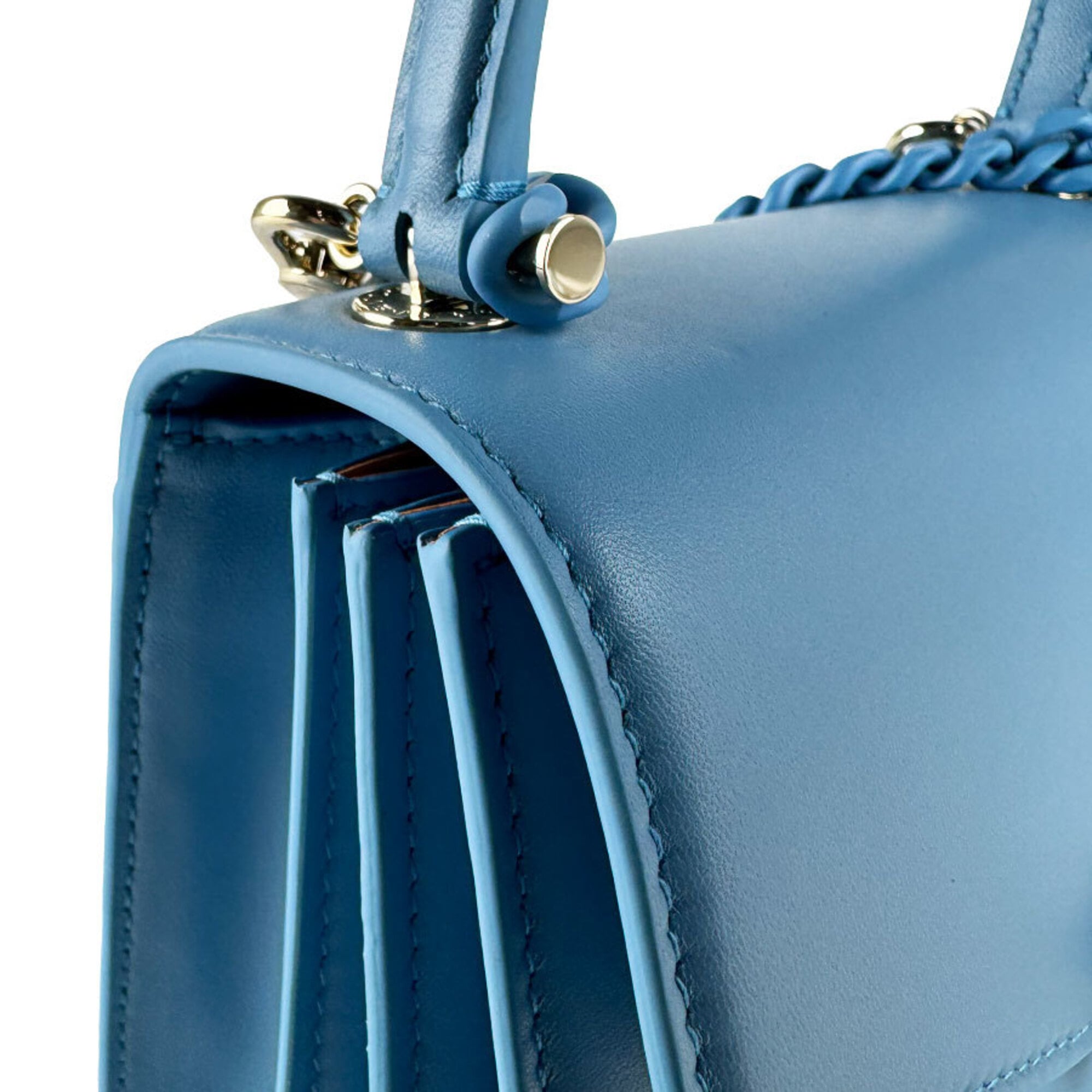 Bvlgari Blue Leather Handbag Shoulder Bag (Pre-Owned)