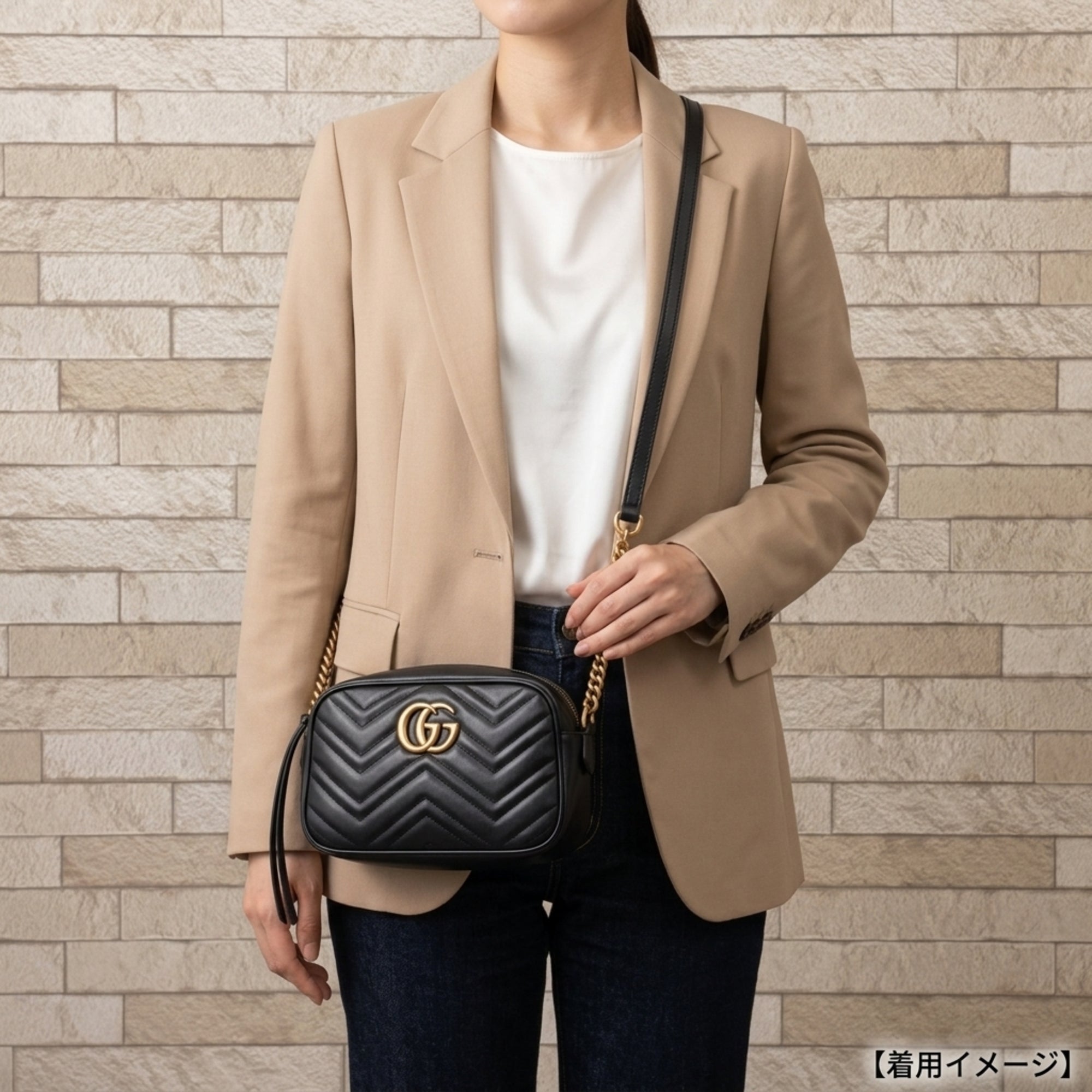 Gucci Gg Marmont Black Leather Shoulder Bag (Pre-Owned)