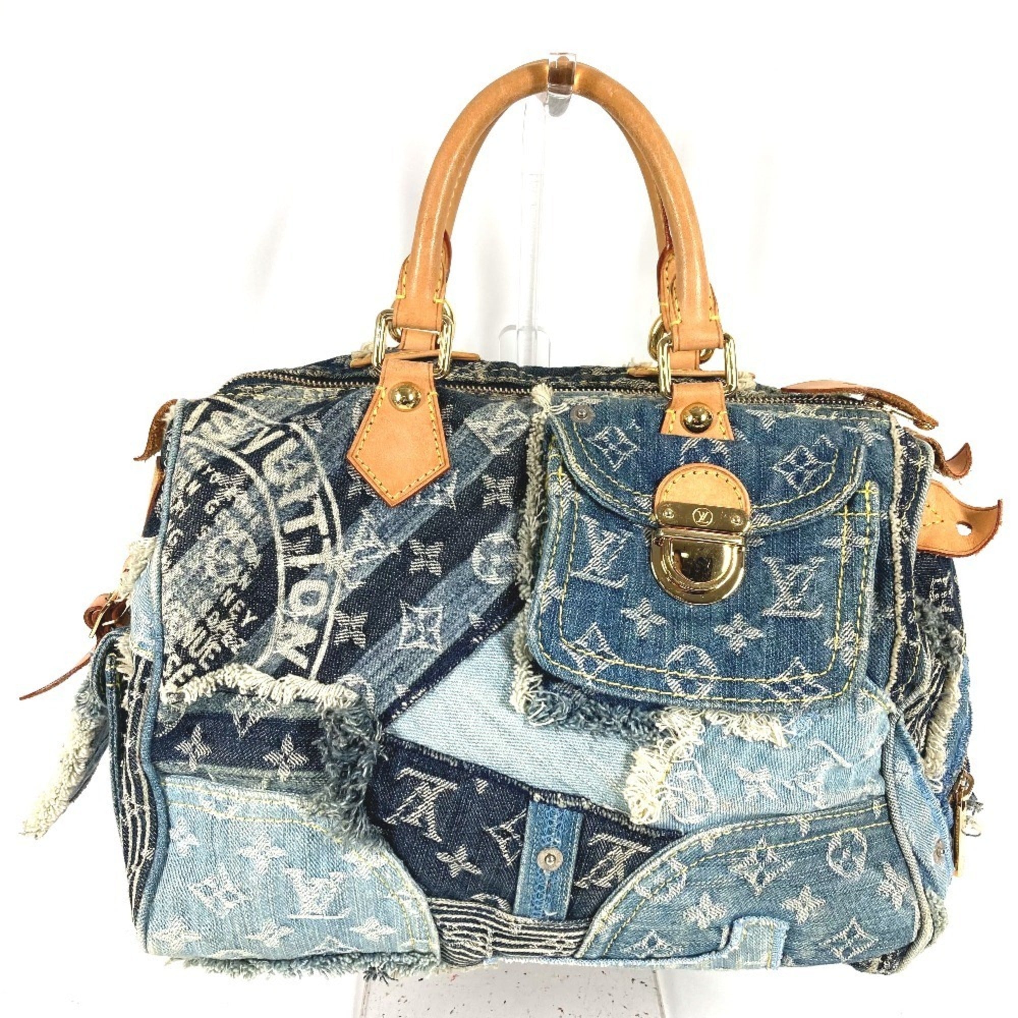 Louis Vuitton Blue Monogram Denim Canvas Boston Bag Handbag (Pre-Owned)