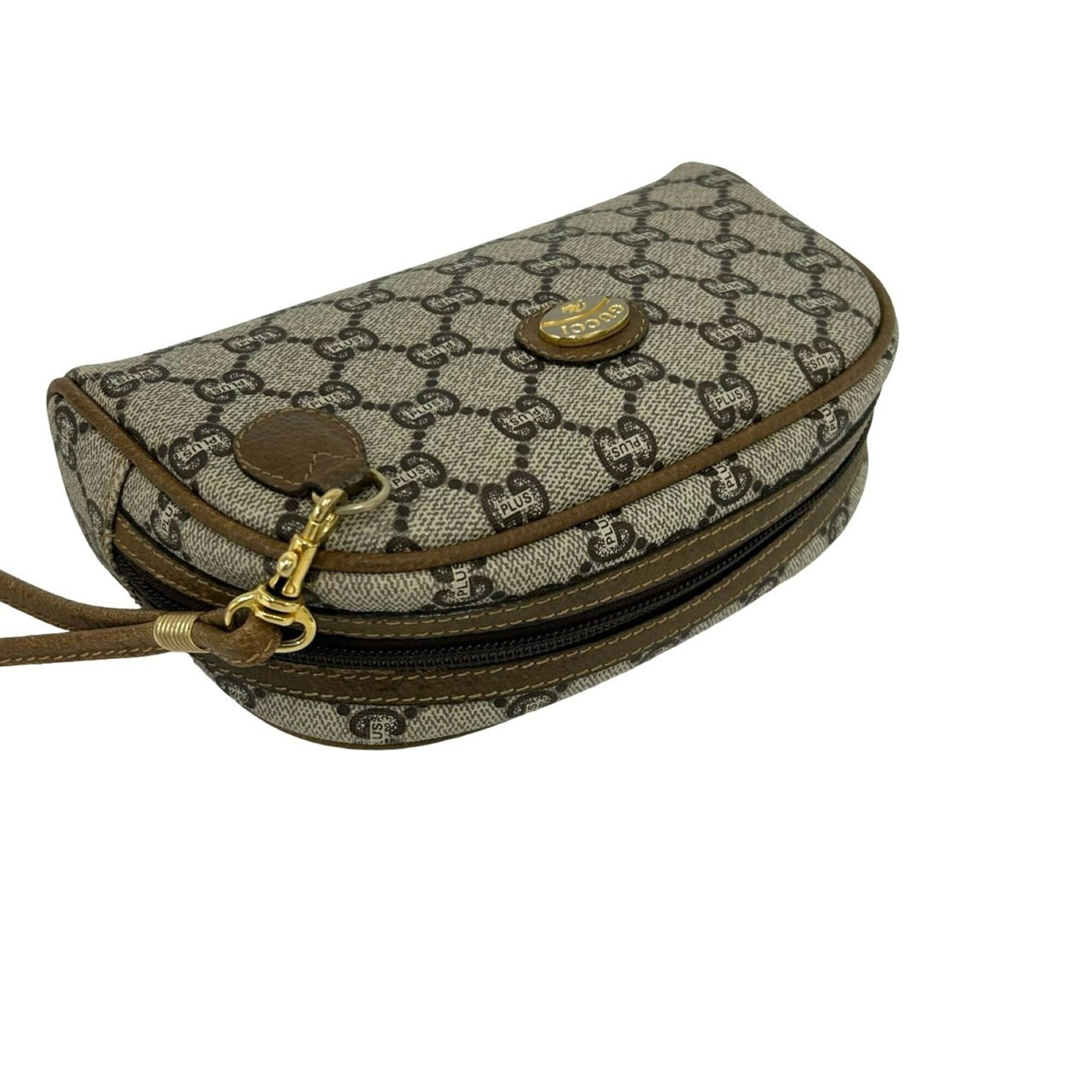 Gucci Brown Leather Pvc Clutch Bag Shoulder Bag (Pre-Owned)