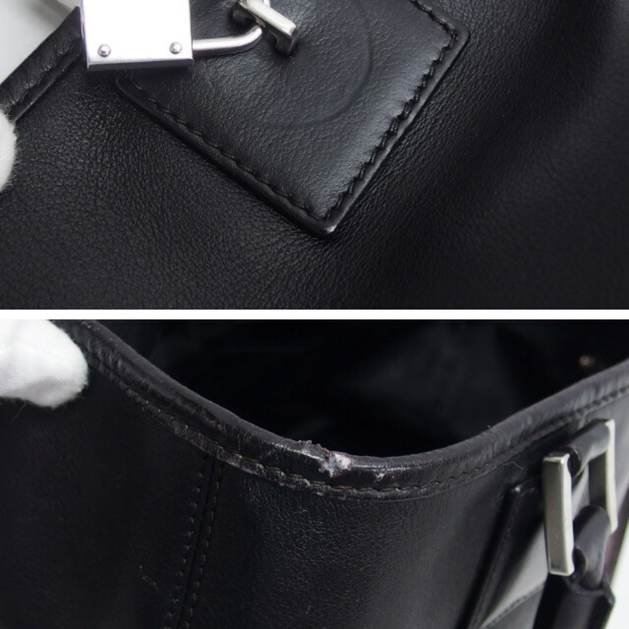 Loewe Amazona Black Leather Handbag Tote Bag (Pre-Owned)