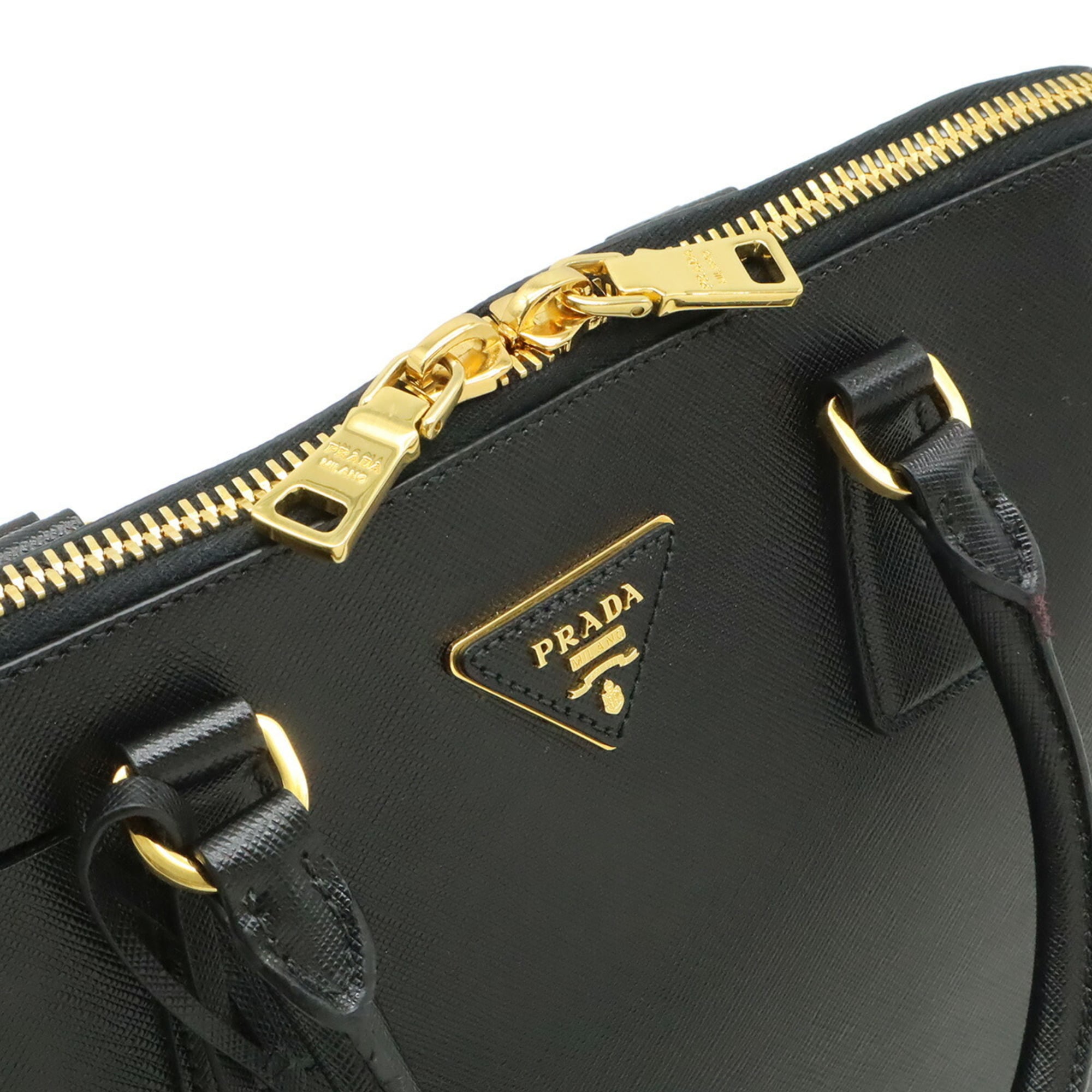 Prada Saffiano Black Nero Leather Handbag Tote Bag (Pre-Owned)