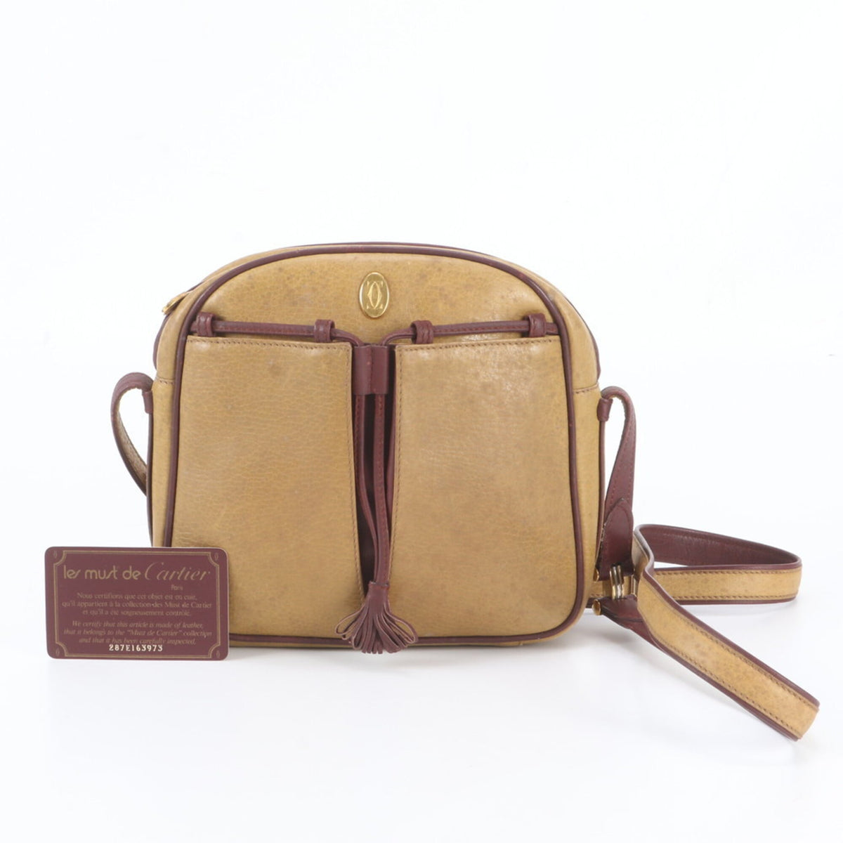 Cartier Brown Leather Crossbody Bag Shoulder Bag (Pre-Owned)