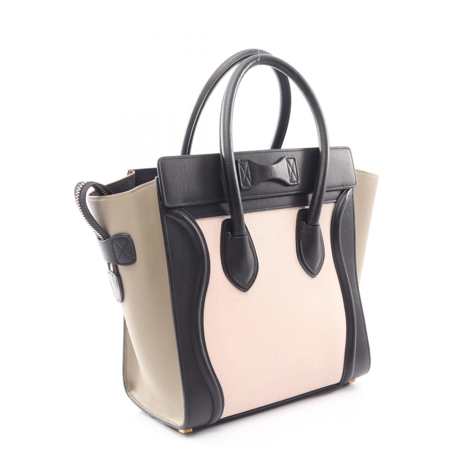 Celine Beige Black Pink Leather Handbag Tote Bag (Pre-Owned)