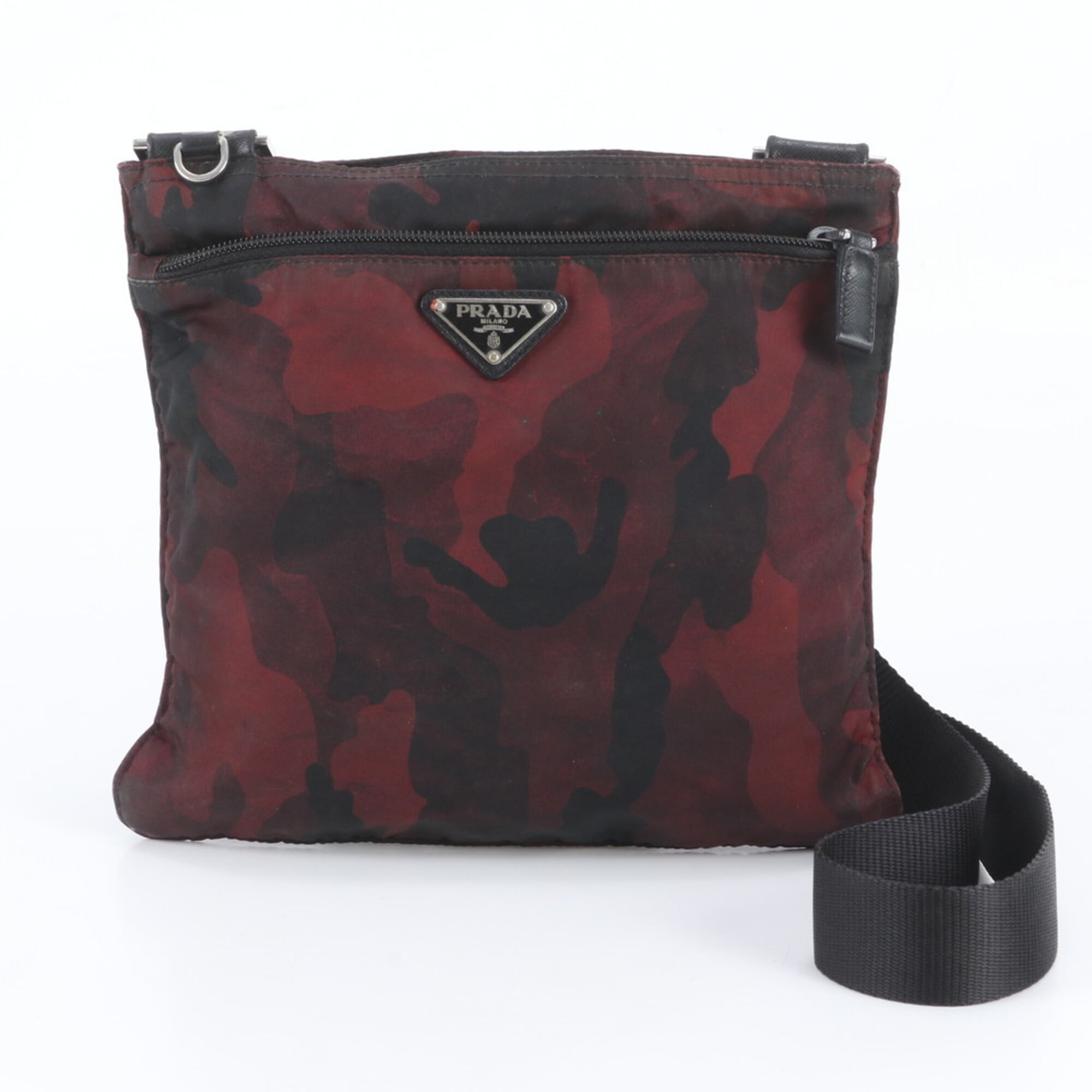 Prada Black Red Color Messenger Bag Shoulder Bag (Pre-Owned)