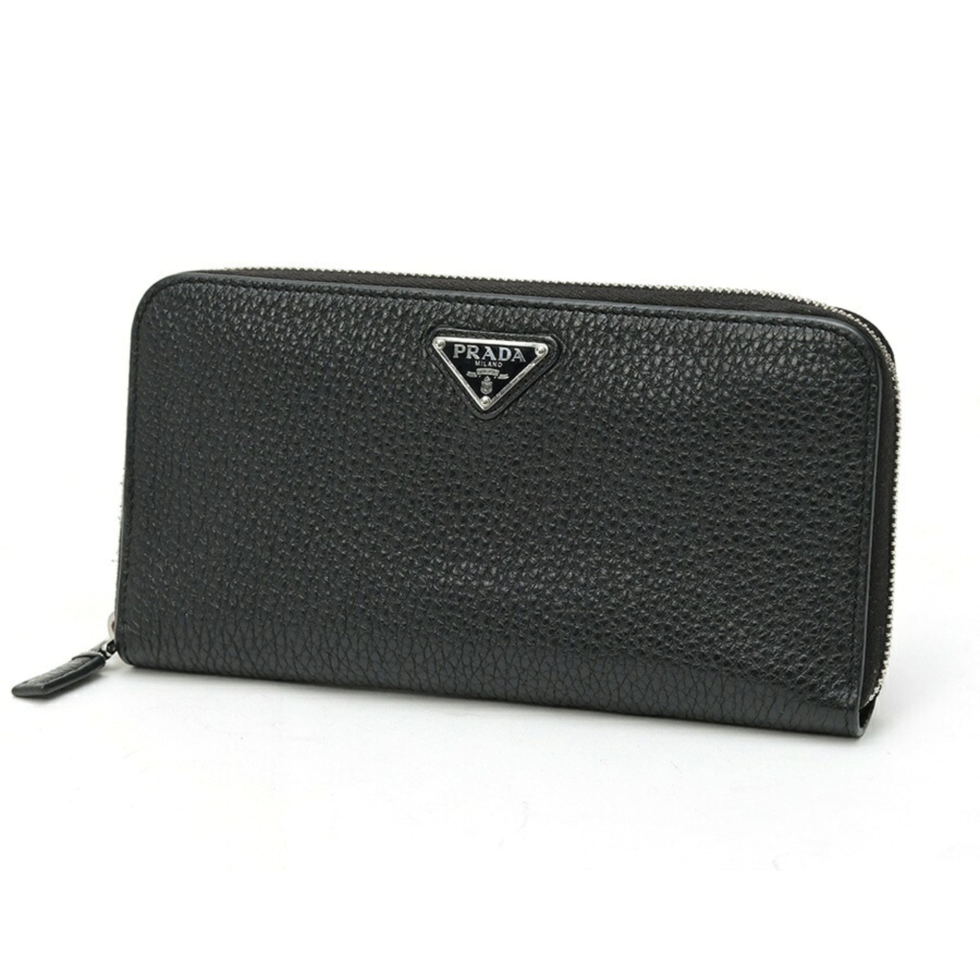 Prada Black Leather Long Wallet (Bi-Fold) (Pre-Owned)