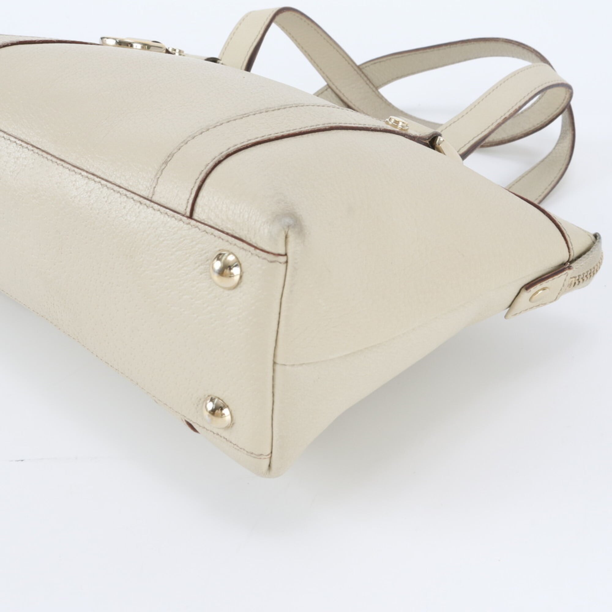 Gucci Ivory Leather Handbag Tote Bag (Pre-Owned)