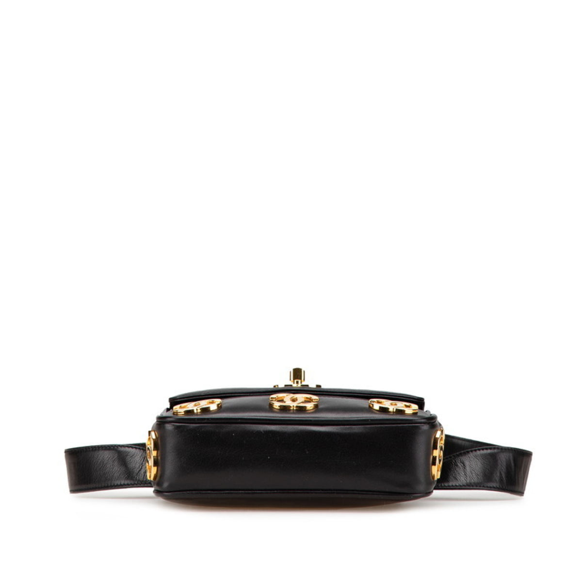 Chanel Black Leather Fanny Pack Shoulder Bag (Pre-Owned)
