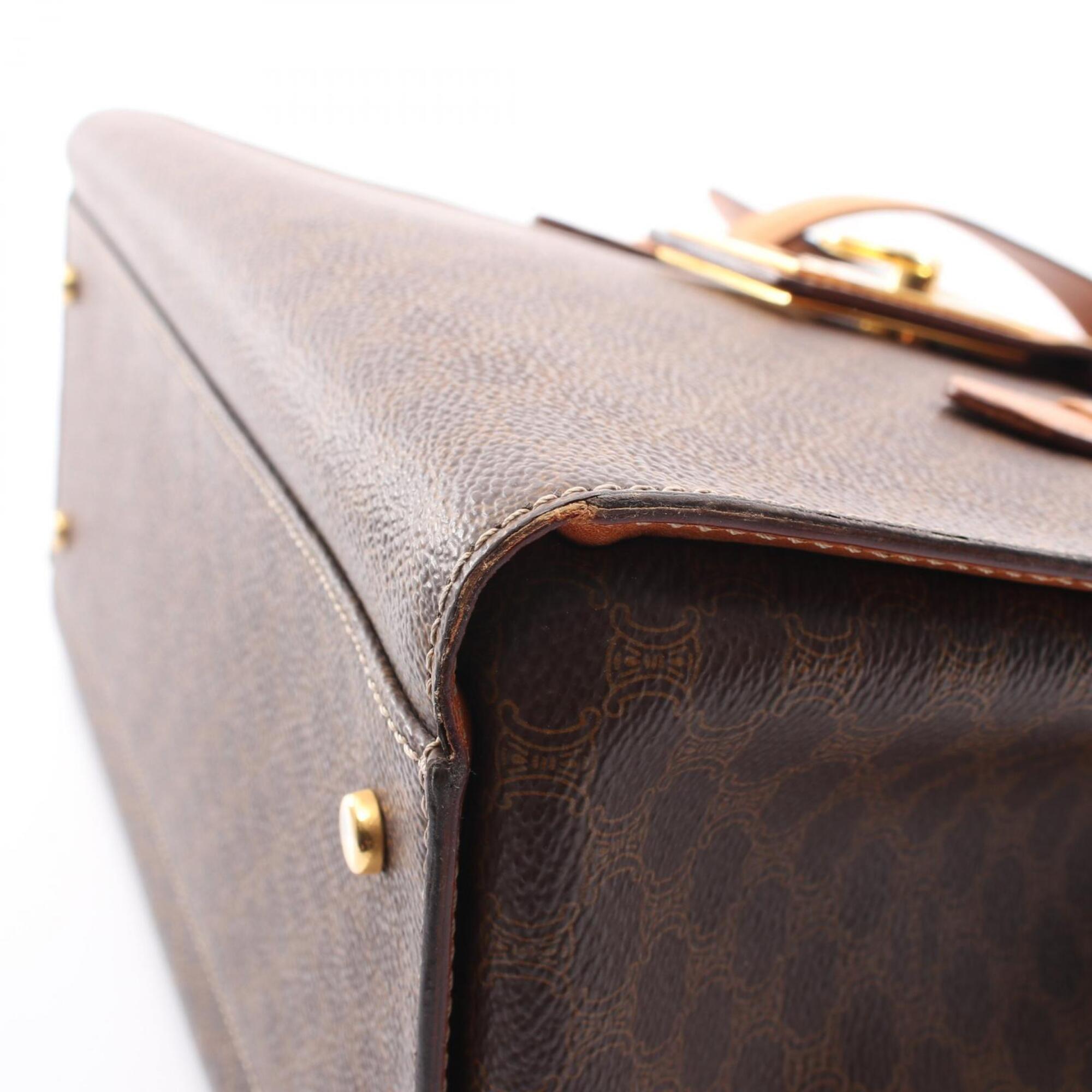 Celine Macadam Brown Coated Canvas Handbag (Pre-Owned)