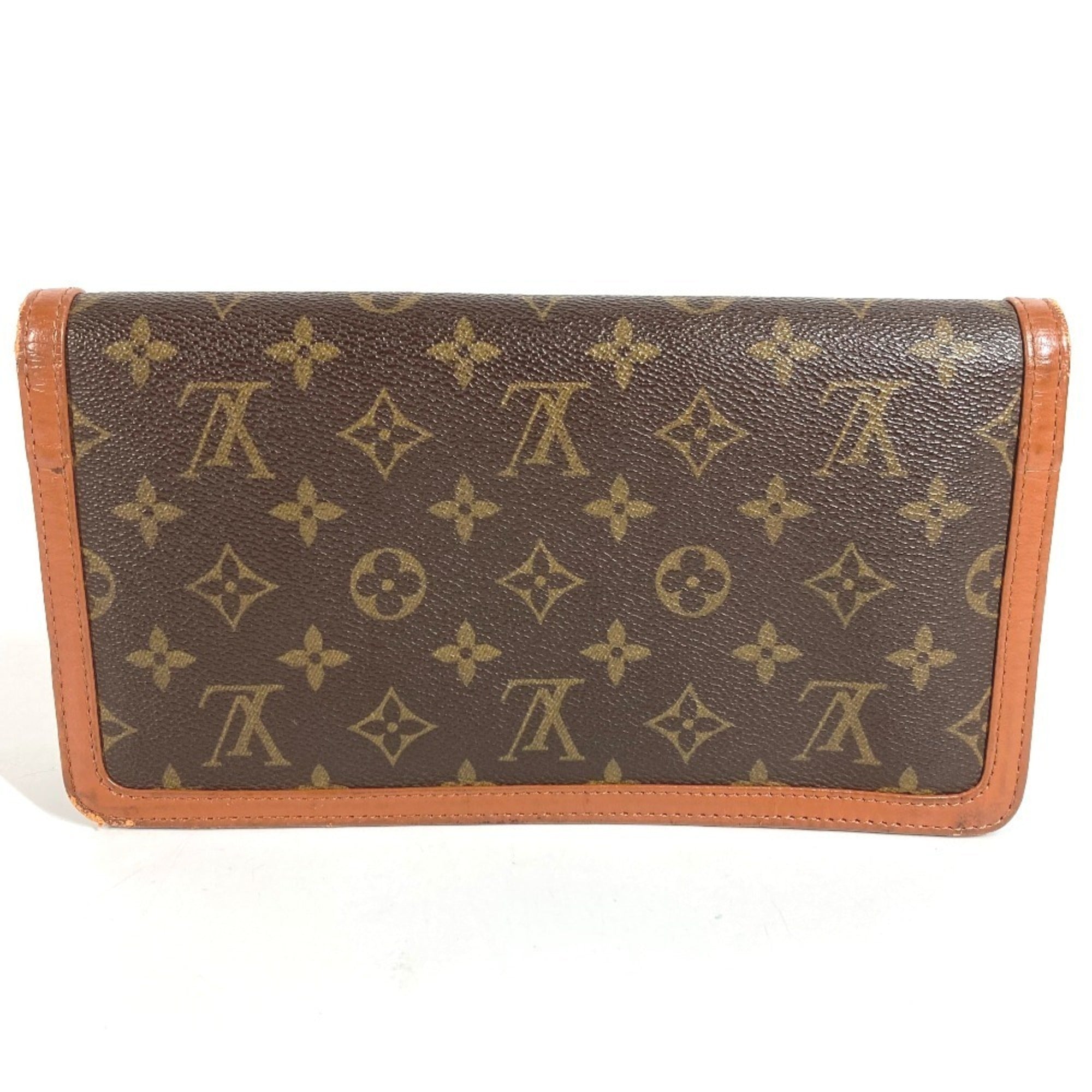 Louis Vuitton Brown Monogram Clutch Bag Handbag Pochette Pouch (Pre-Owned)