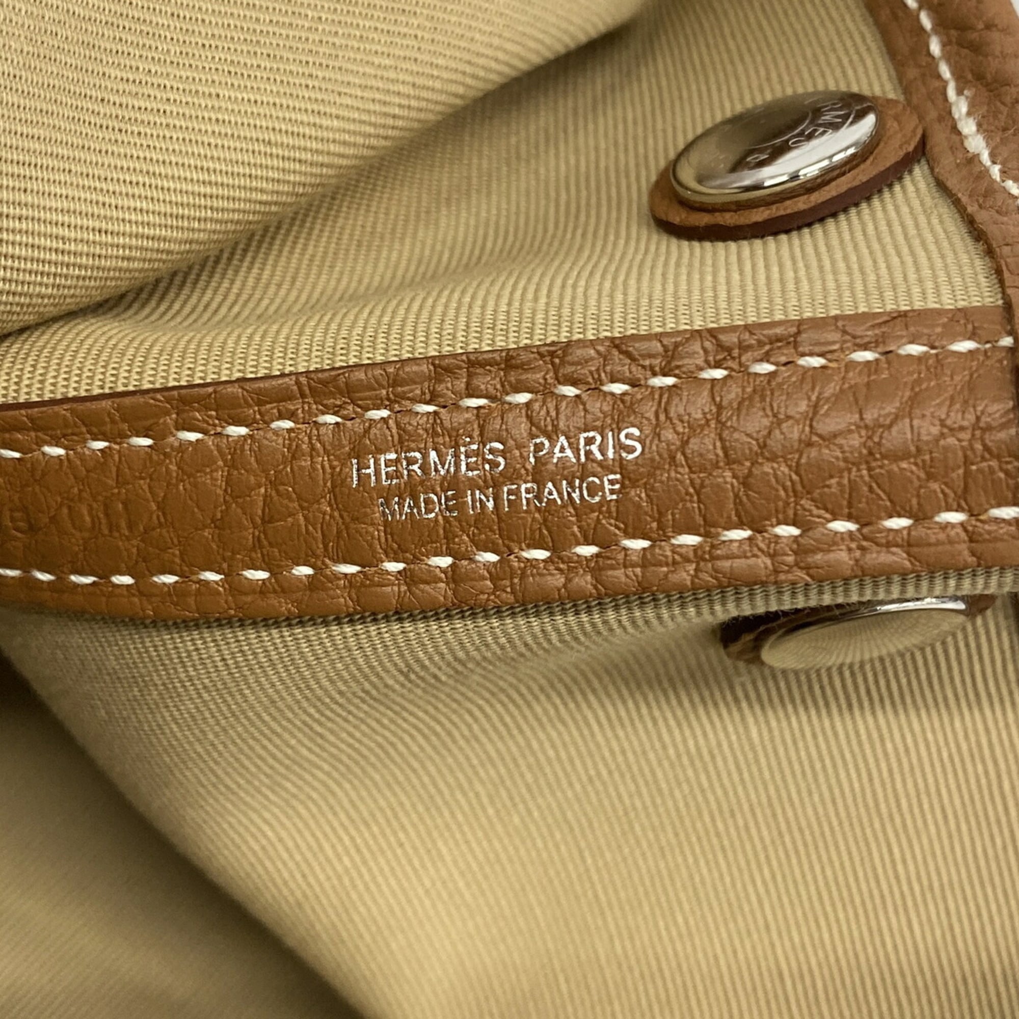 Hermes Gold Toile Officier Tote Bag (Pre-Owned)