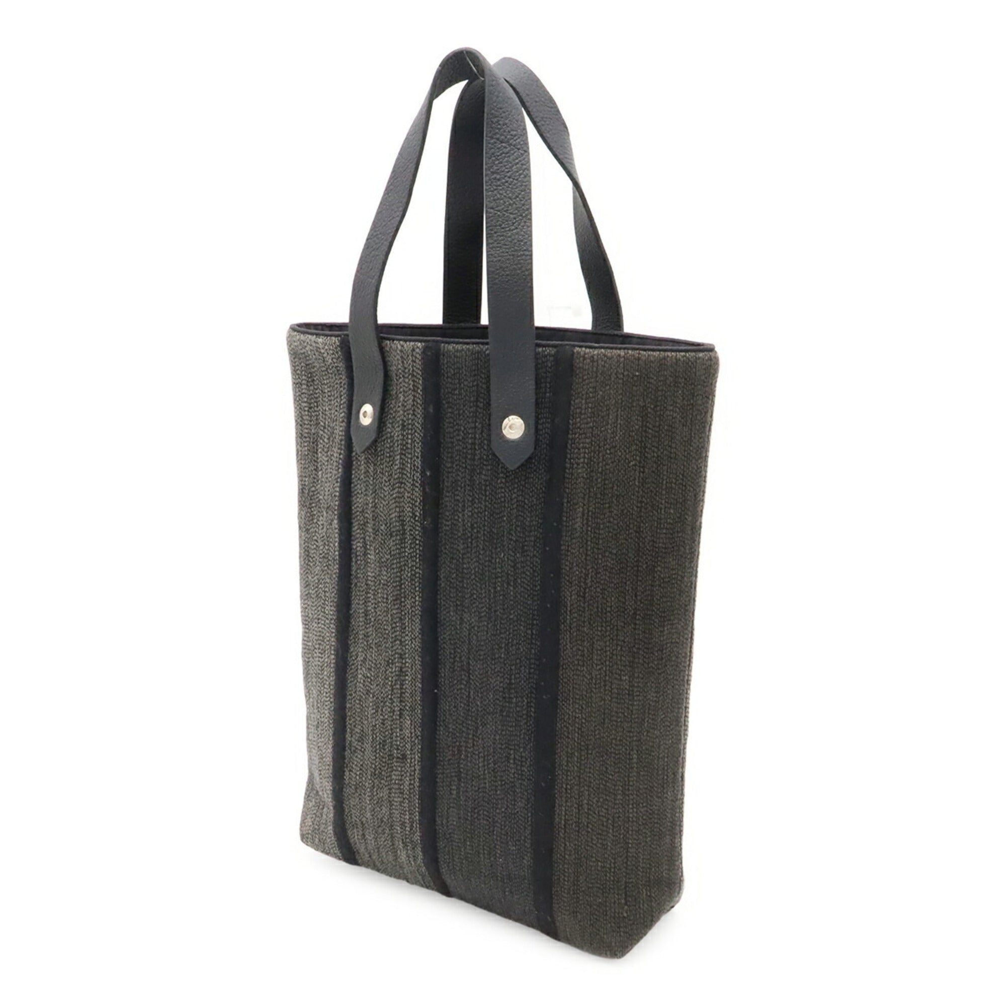 Hermes Black Gray Wool Handbag Tote Bag (Pre-Owned)