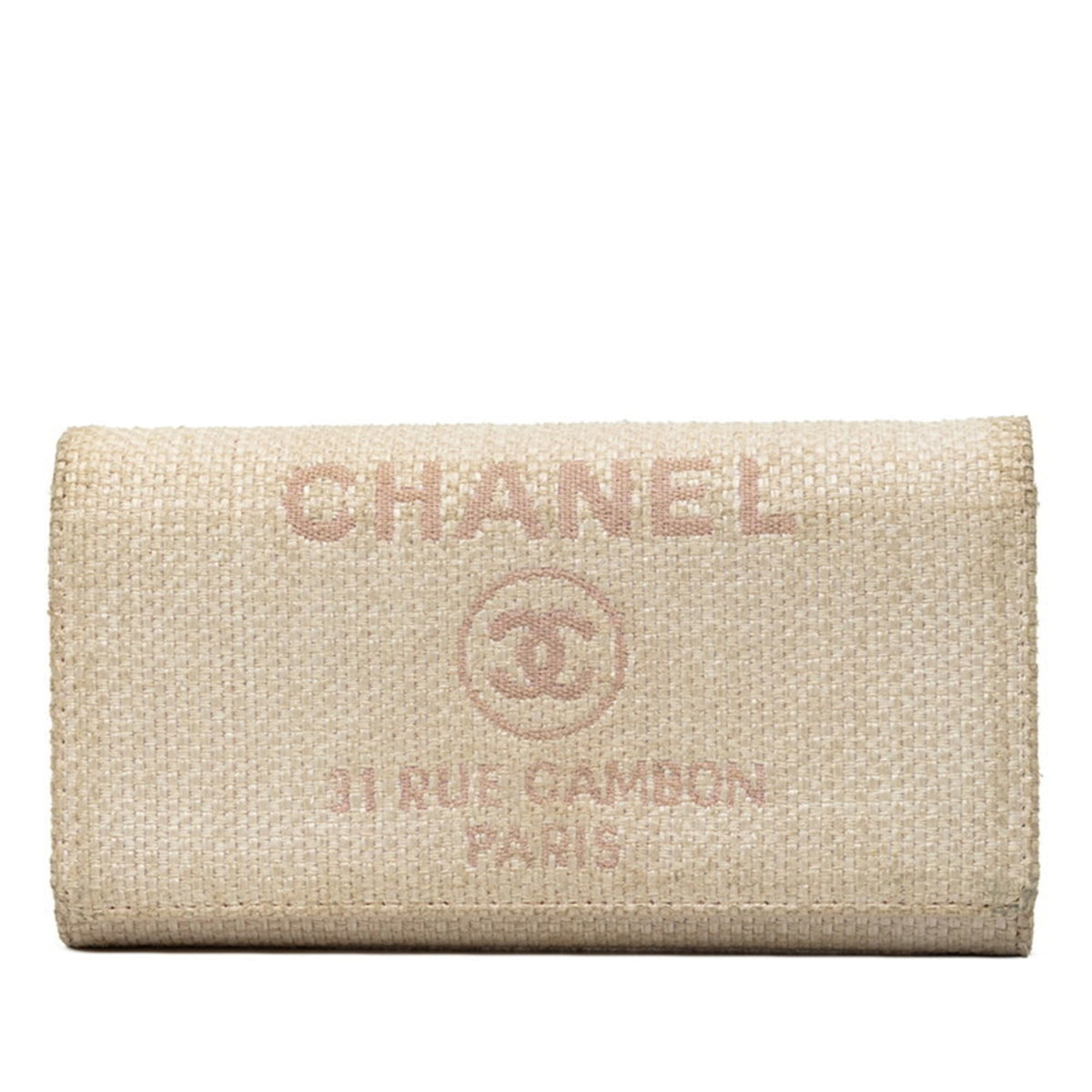 Chanel Pink White Tweed Long Wallet (Bi-Fold) (Pre-Owned)