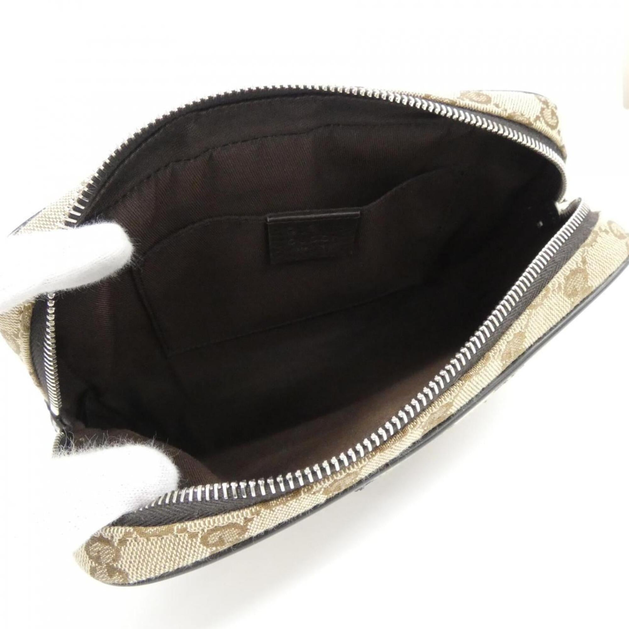 Gucci Gg Canvas Beige Brown Gg Canvas Leather Fanny Pack (Pre-Owned)
