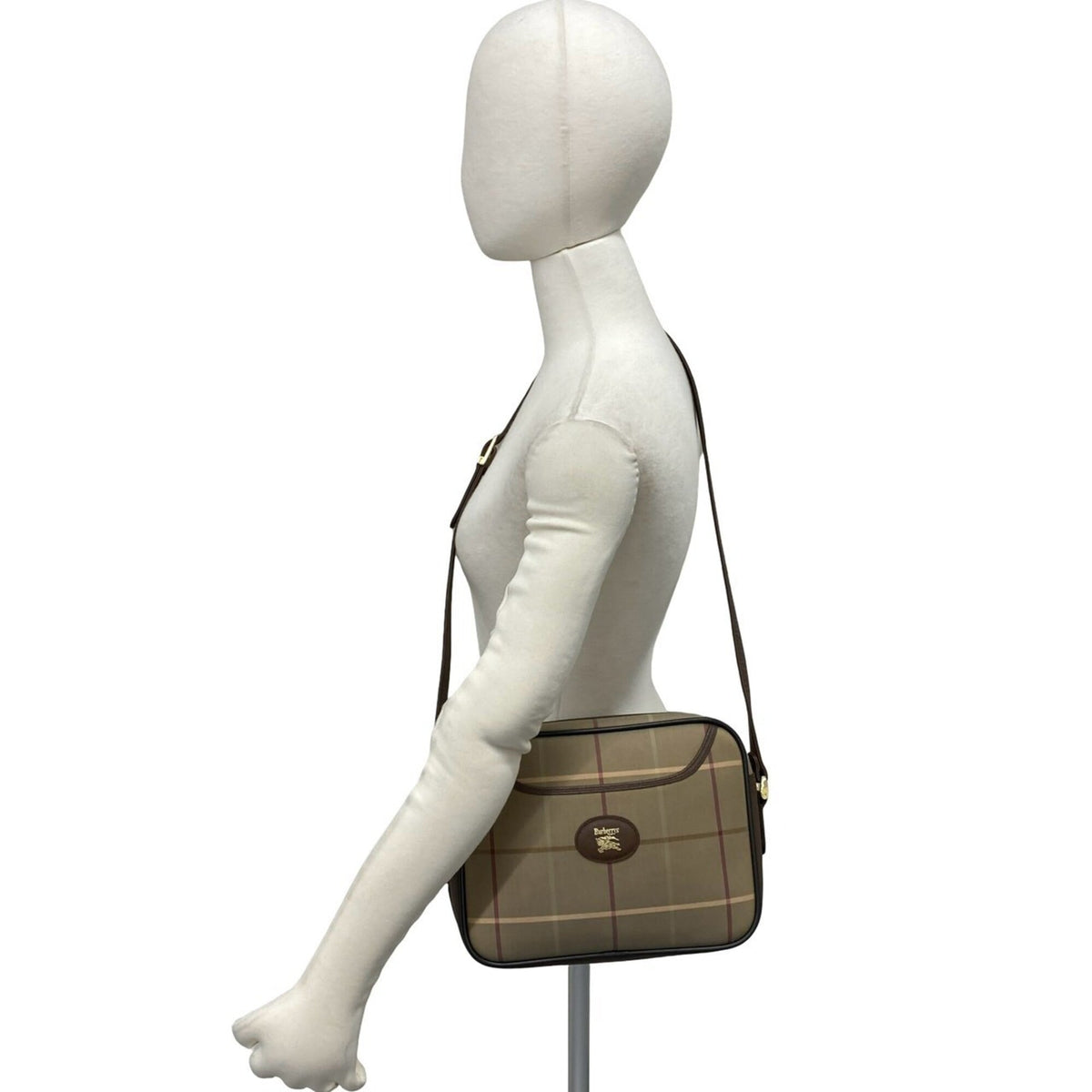 Burberry Brown Khaki Canvas Leather Pochette Shoulder Bag (Pre-Owned)