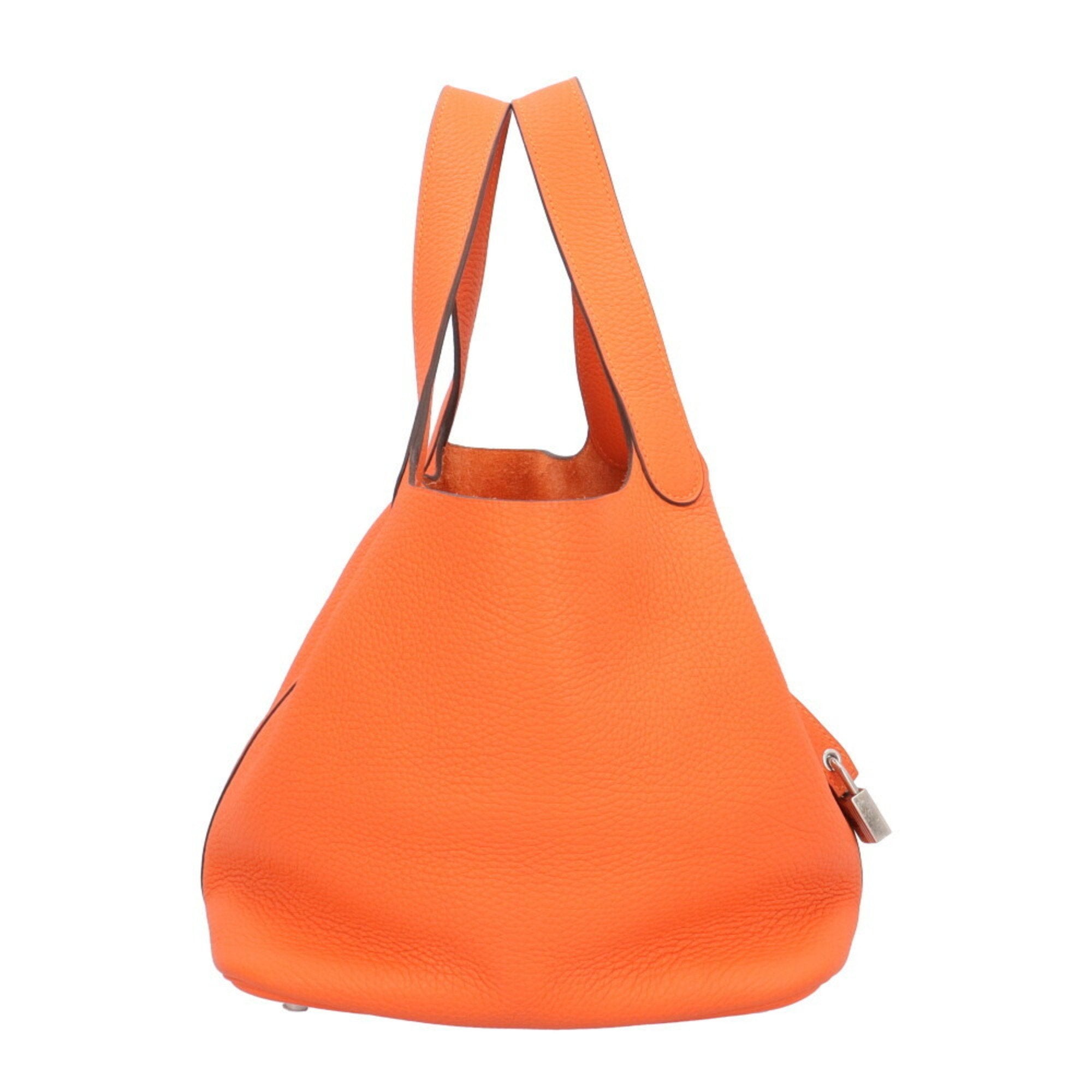 Hermes Orange Taurillon Clemence Leather Handbag (Pre-Owned)