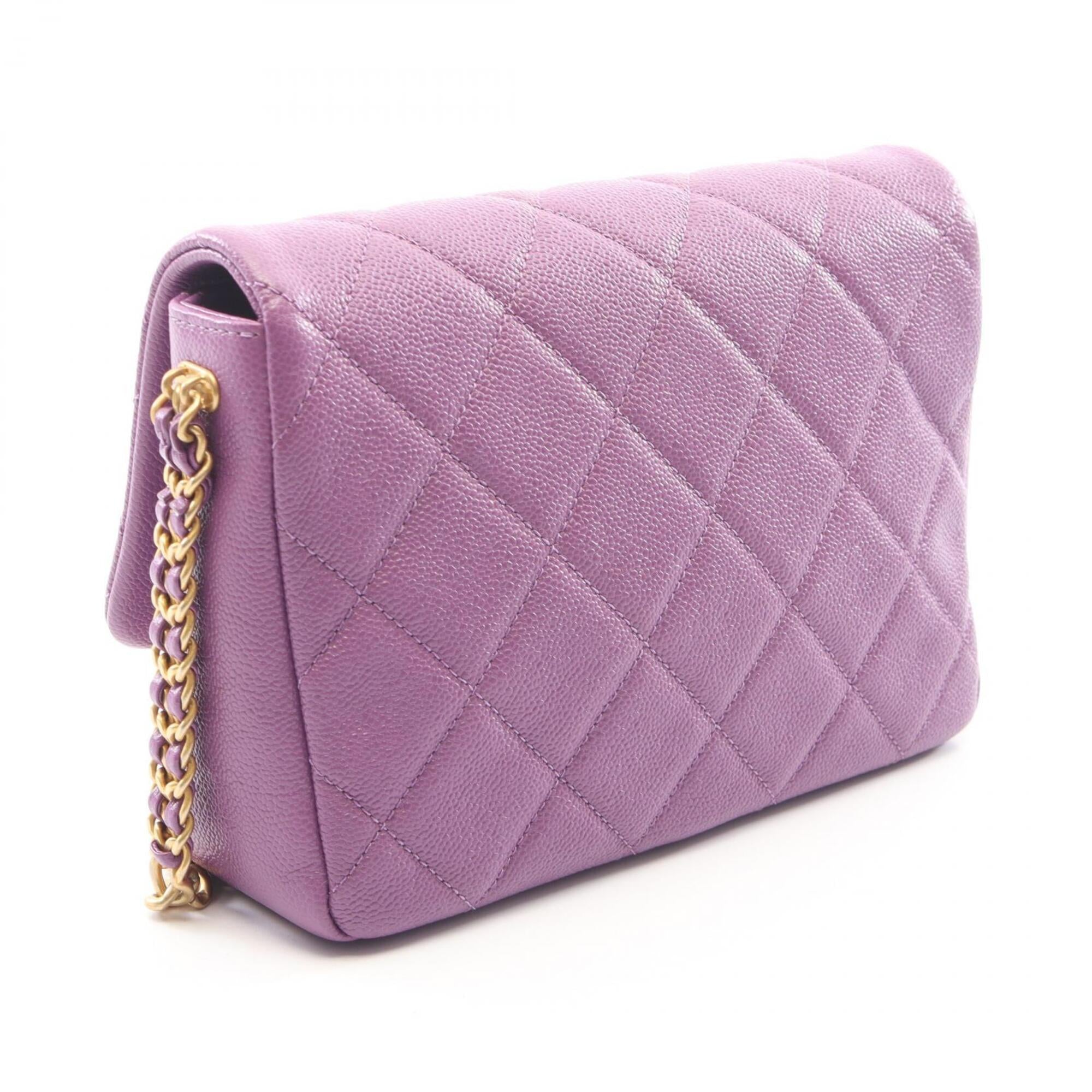 Chanel Purple Grained Calfskin Handbag Shoulder Bag (Pre-Owned)