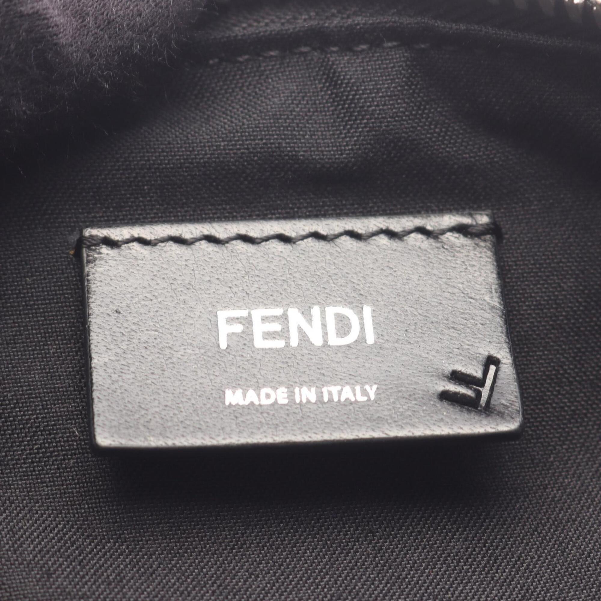 Fendi Black Gray Canvas Leather Boston Bag Handbag (Pre-Owned)