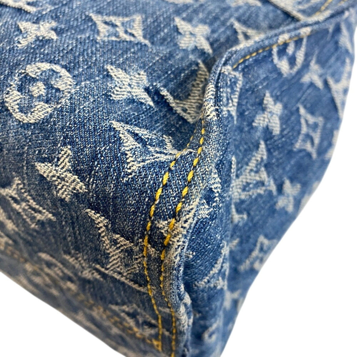 Louis Vuitton Blue Monogram Denim Leather Shoulder Bag Tote Bag (Pre-Owned)
