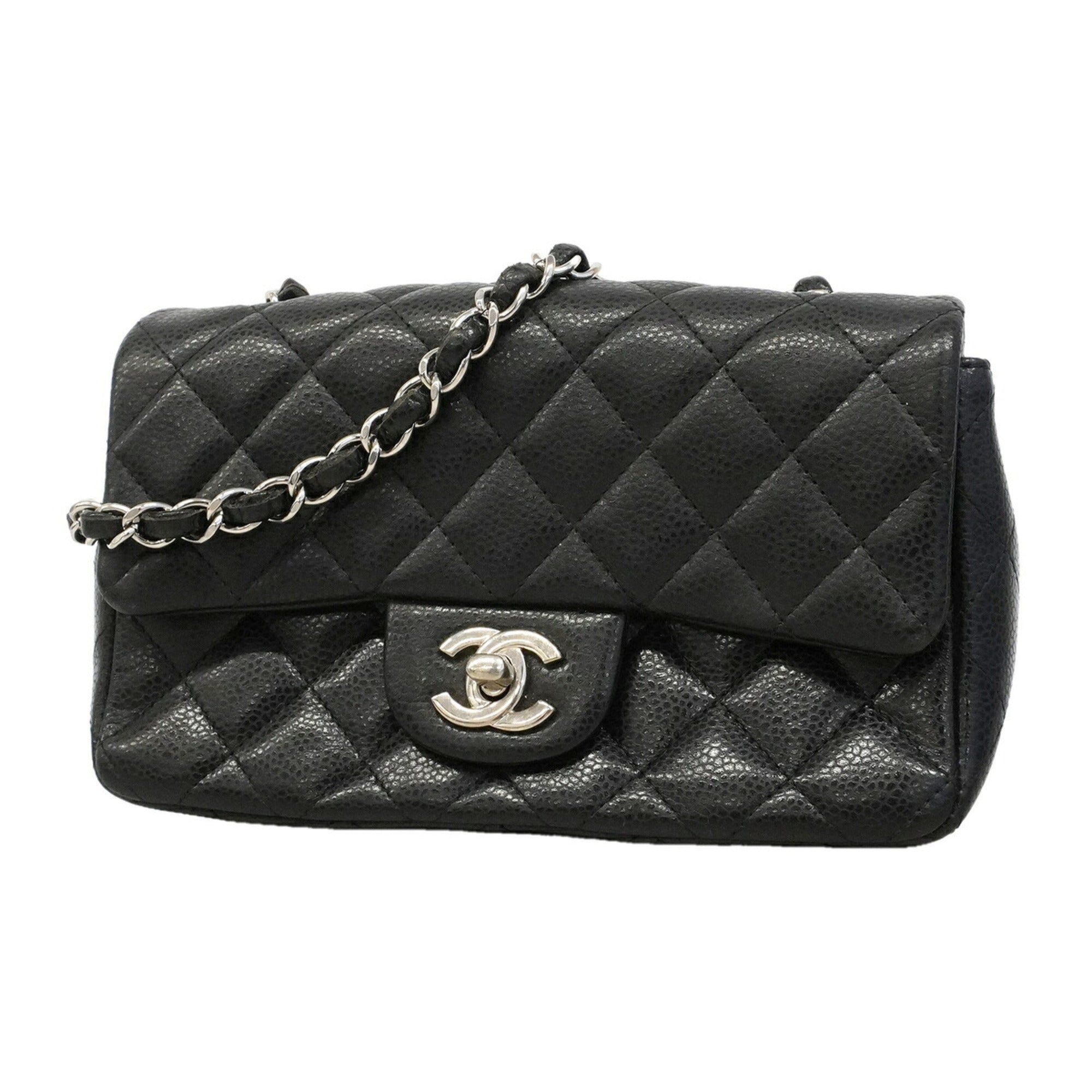 Chanel Black Grained Calfskin Shoulder Bag (Pre-Owned)