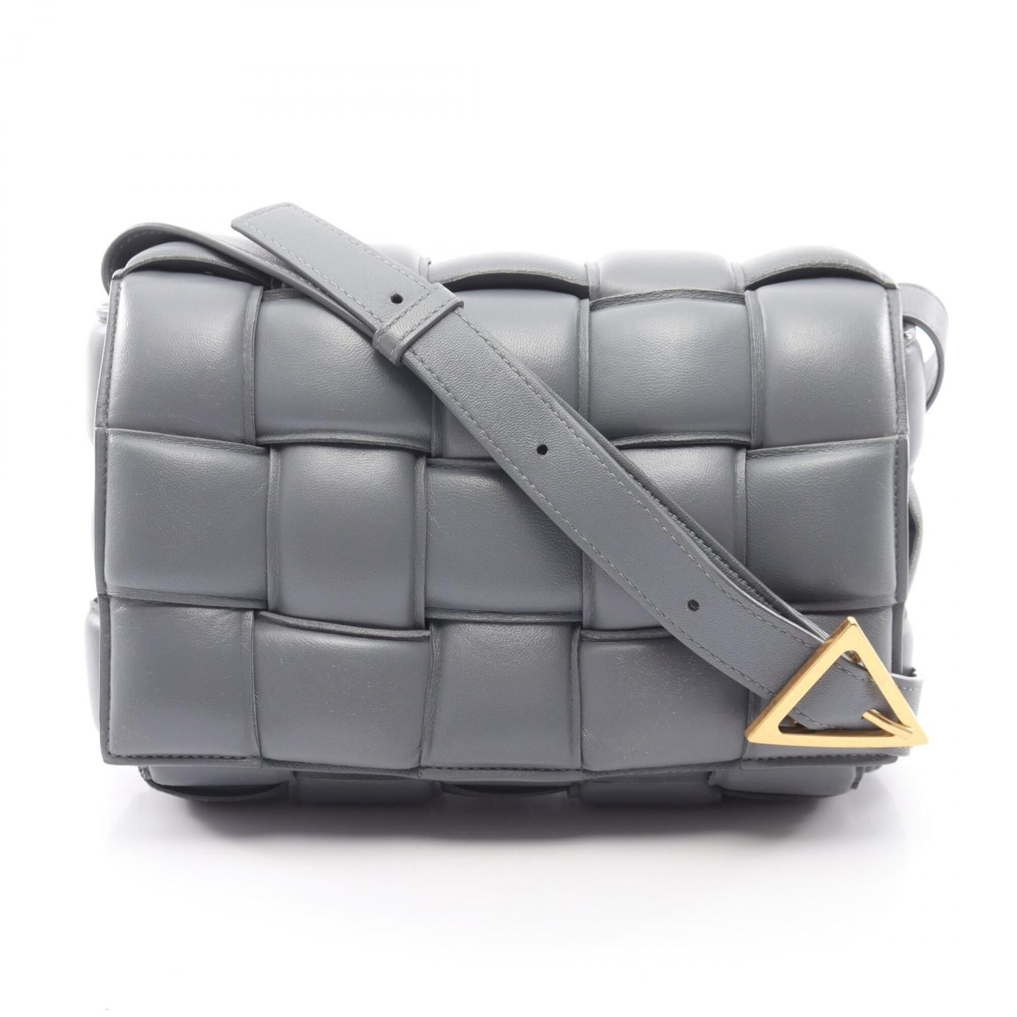 Bottega Veneta Intrecciato Gray Leather Handbag Shoulder Bag (Pre-Owned)