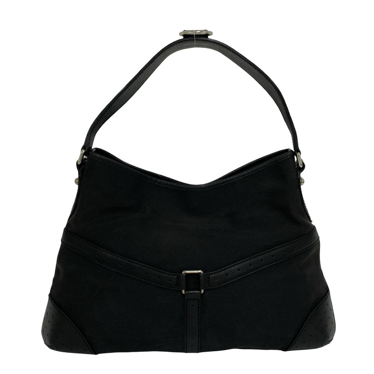 Gucci Black Canvas Leather Handbag Shoulder Bag (Pre-Owned)
