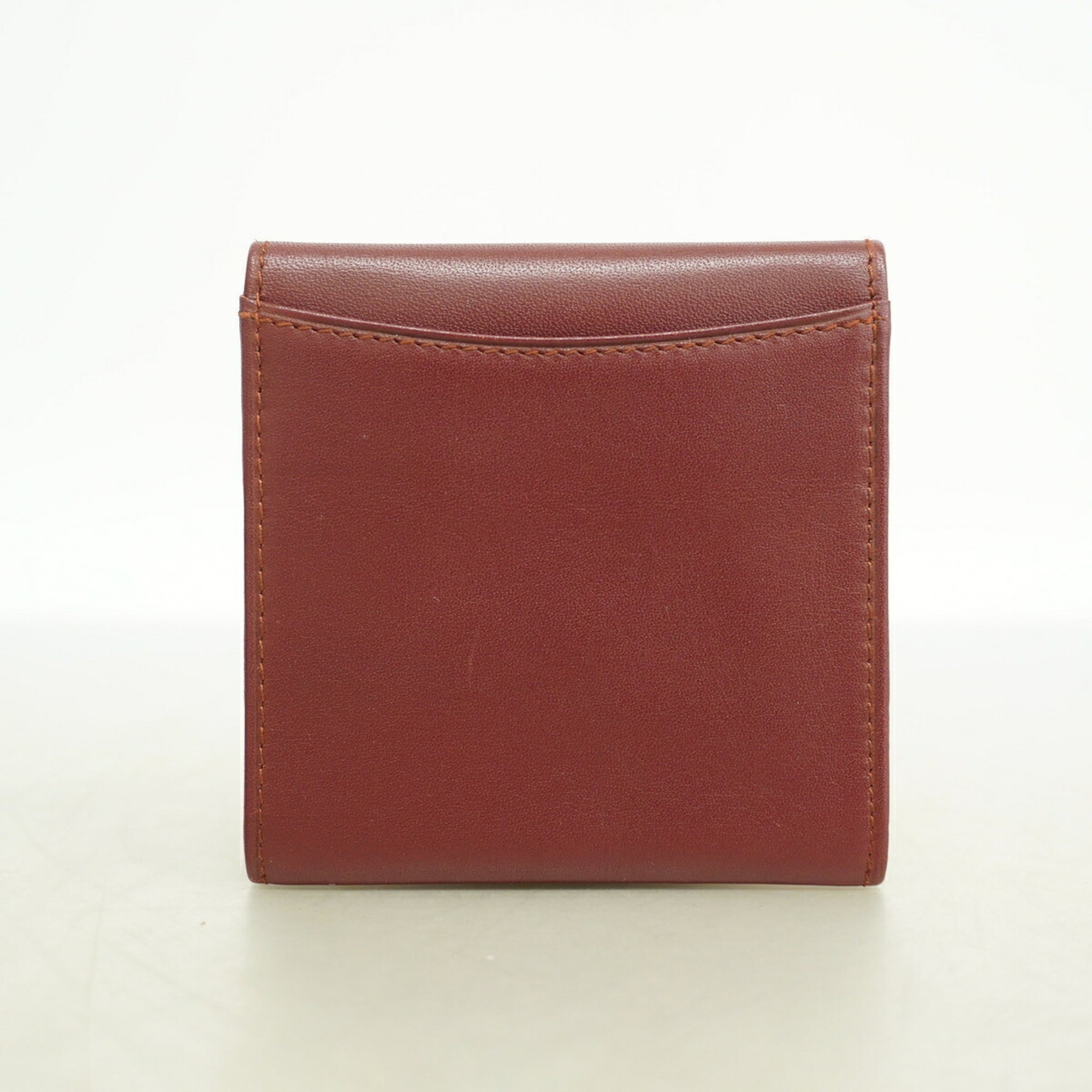 Cartier Bordeaux Leather Coin Purse/Coin Case (Pre-Owned)