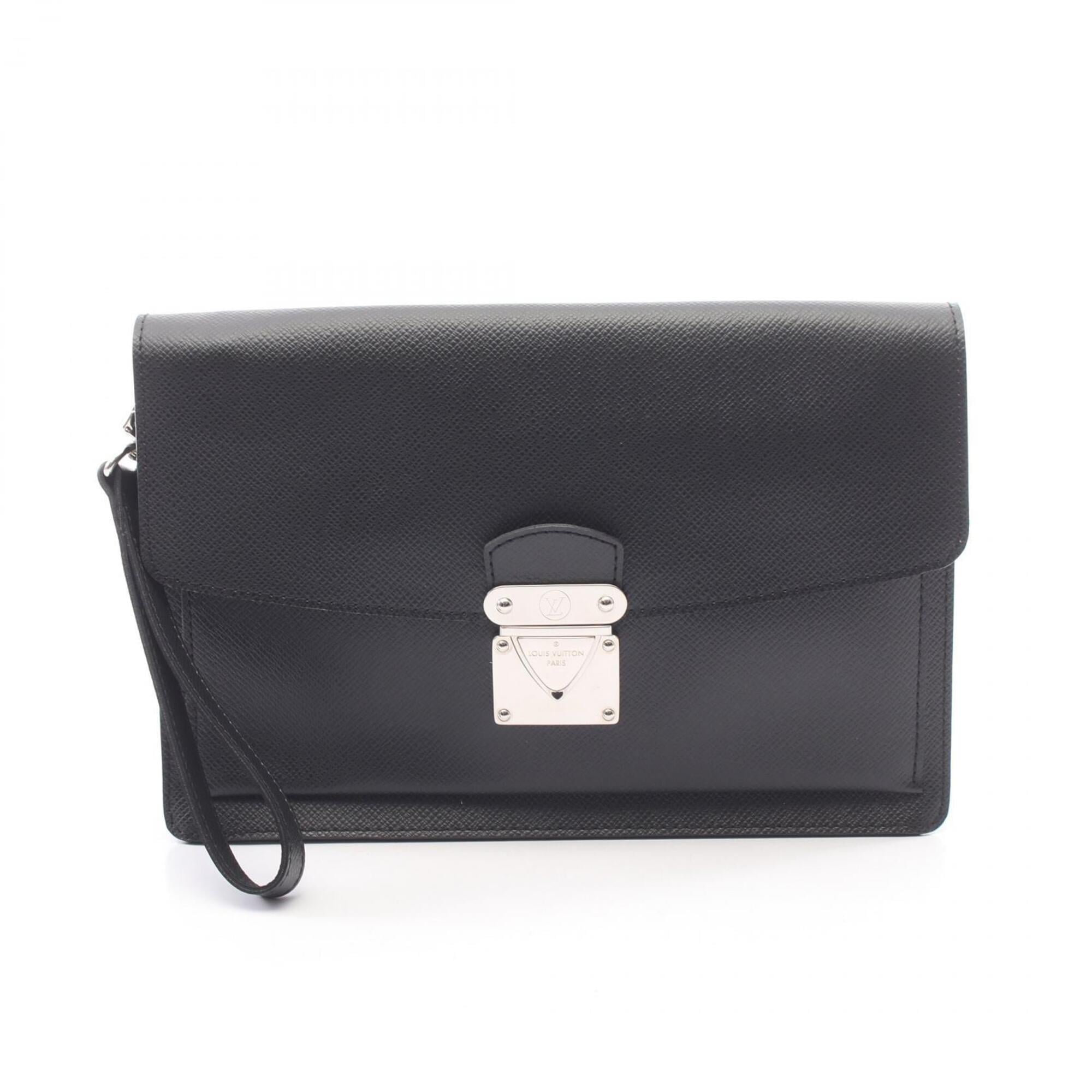 Louis Vuitton Ardoise Black Taiga Leather Leather Clutch Bag Handbag (Pre-Owned)