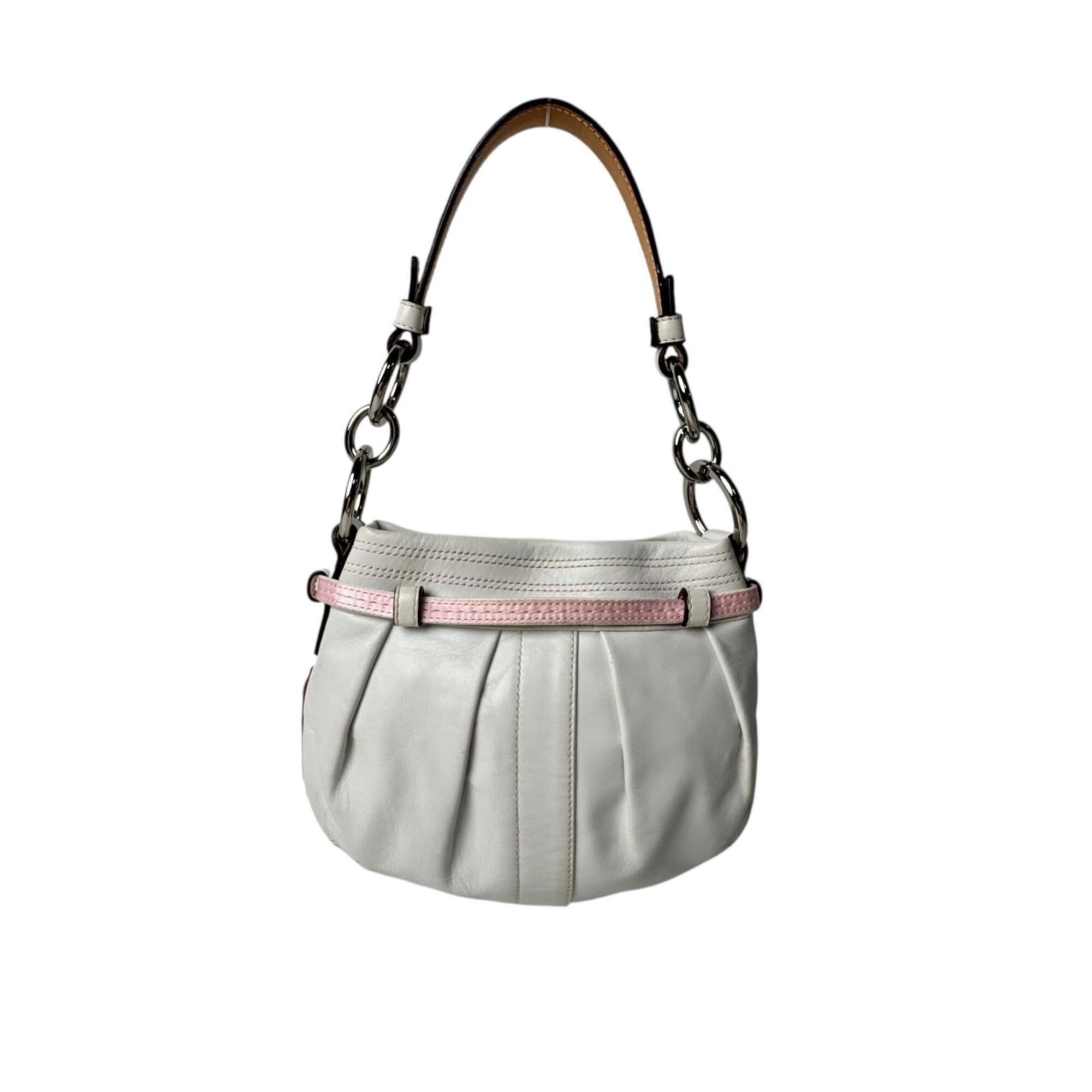 Coach Red Color White Leather Shoulder Bag (Pre-Owned)