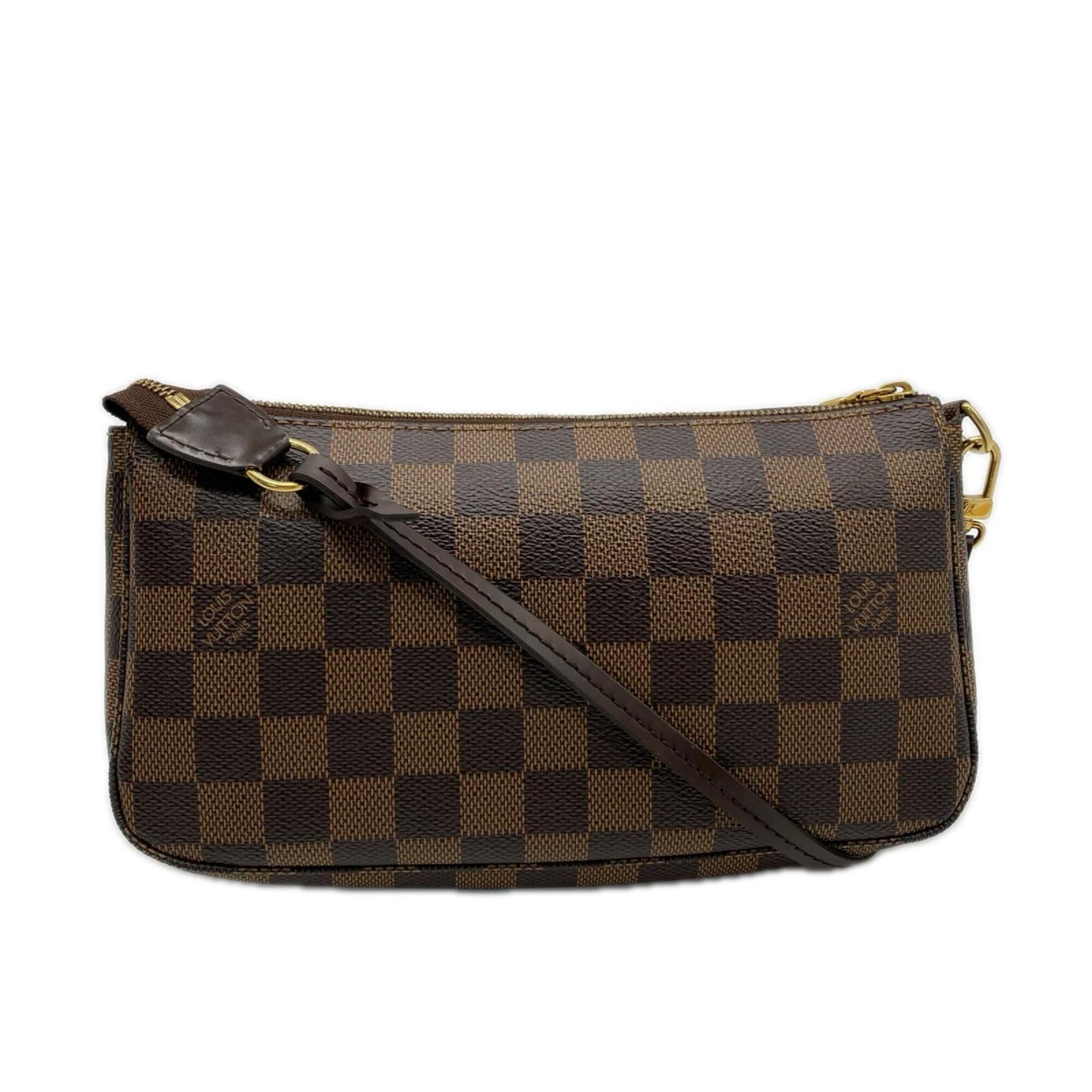 Louis Vuitton Beige Brown Red Color Coated Canvas Leather Handbag Pochette (Pre-Owned)