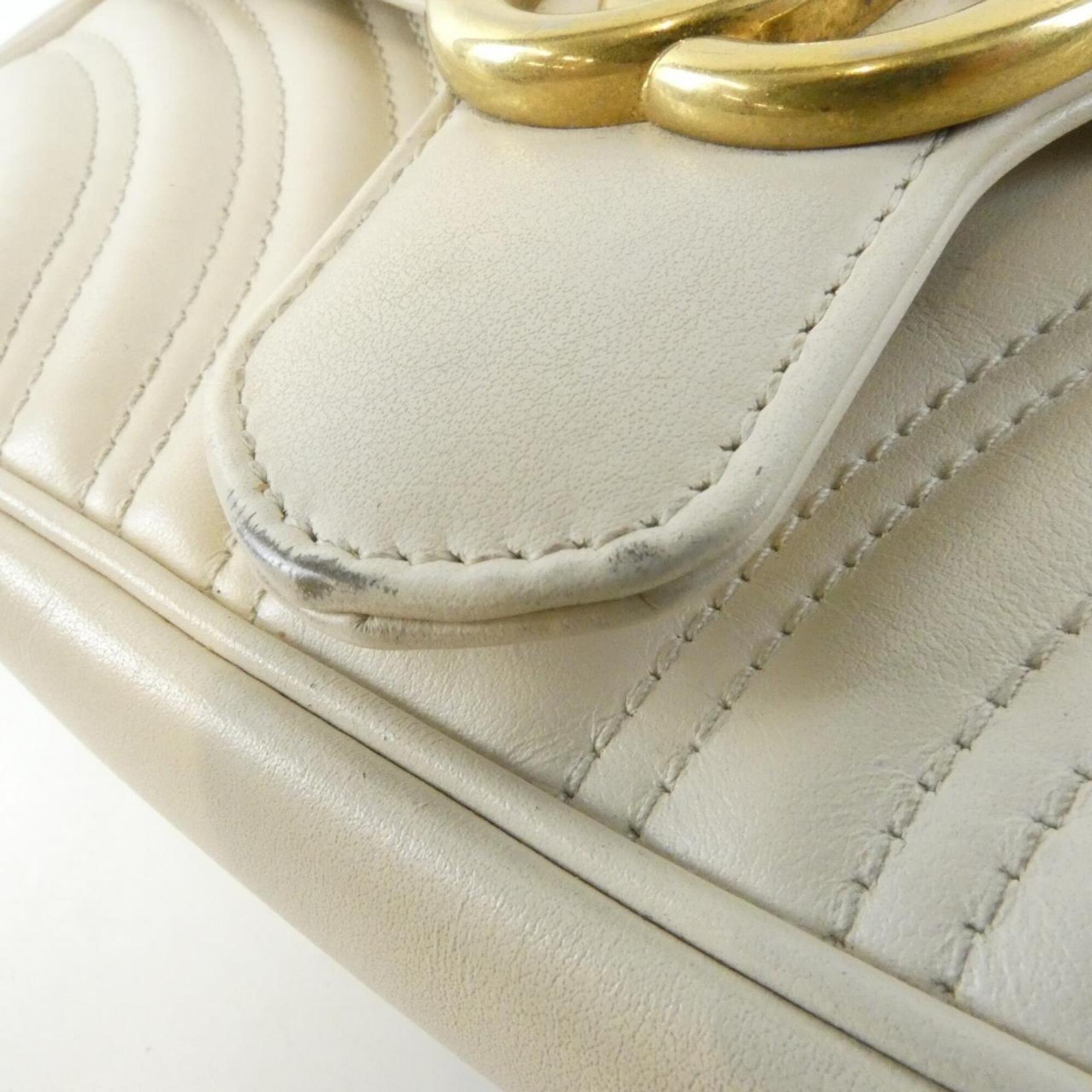 Gucci Gg Marmont White Leather Shoulder Bag (Pre-Owned)