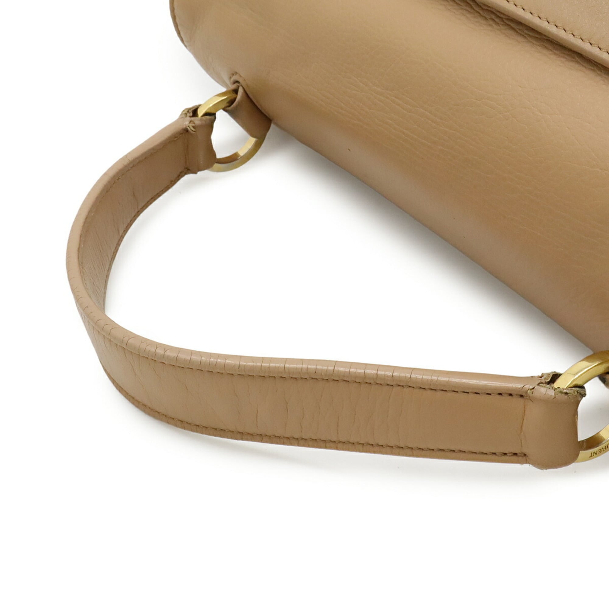 Yves Saint Laurent Pink Beige Leather Handbag Shoulder Bag (Pre-Owned)