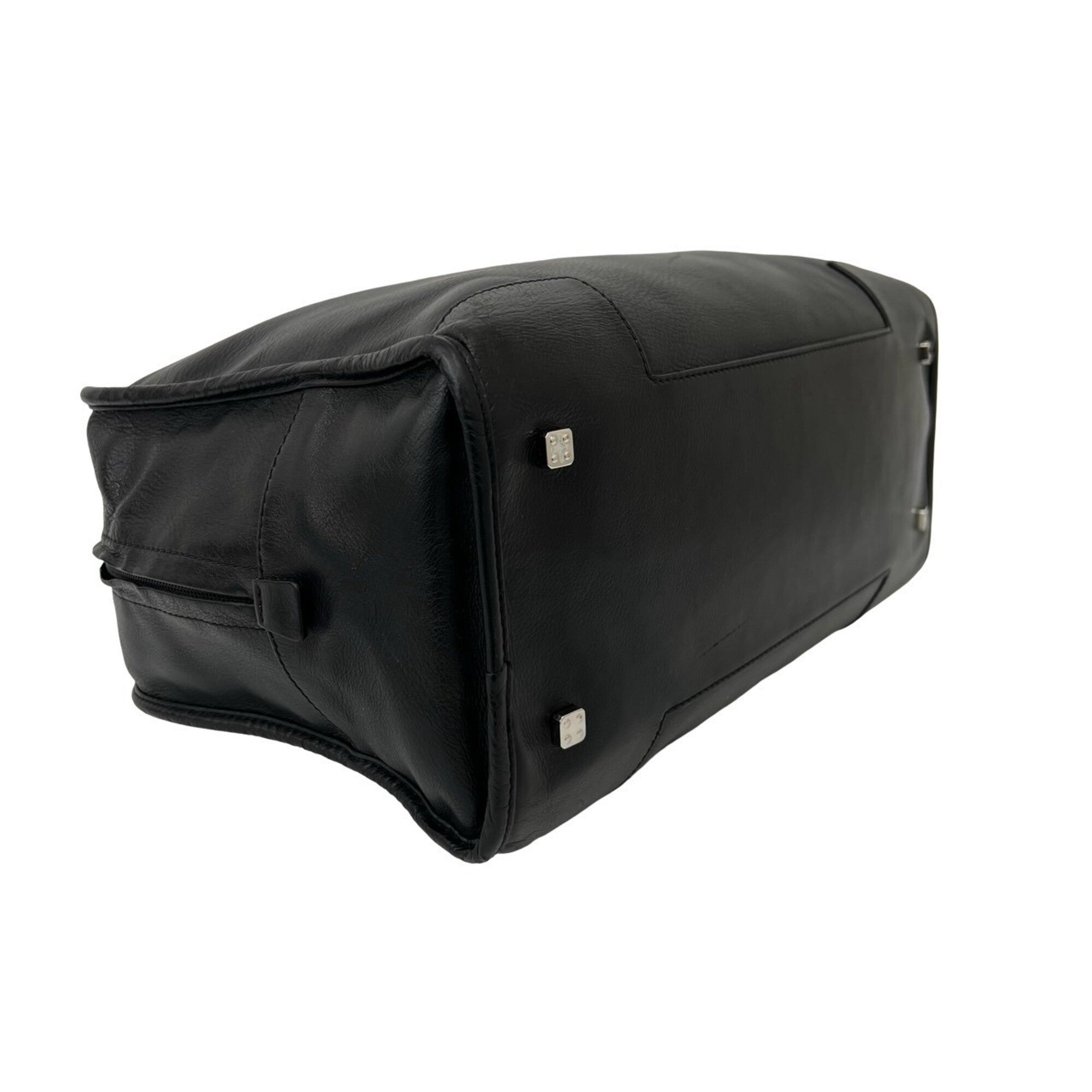 Loewe Black Leather Boston Bag Handbag Tote Bag (Pre-Owned)