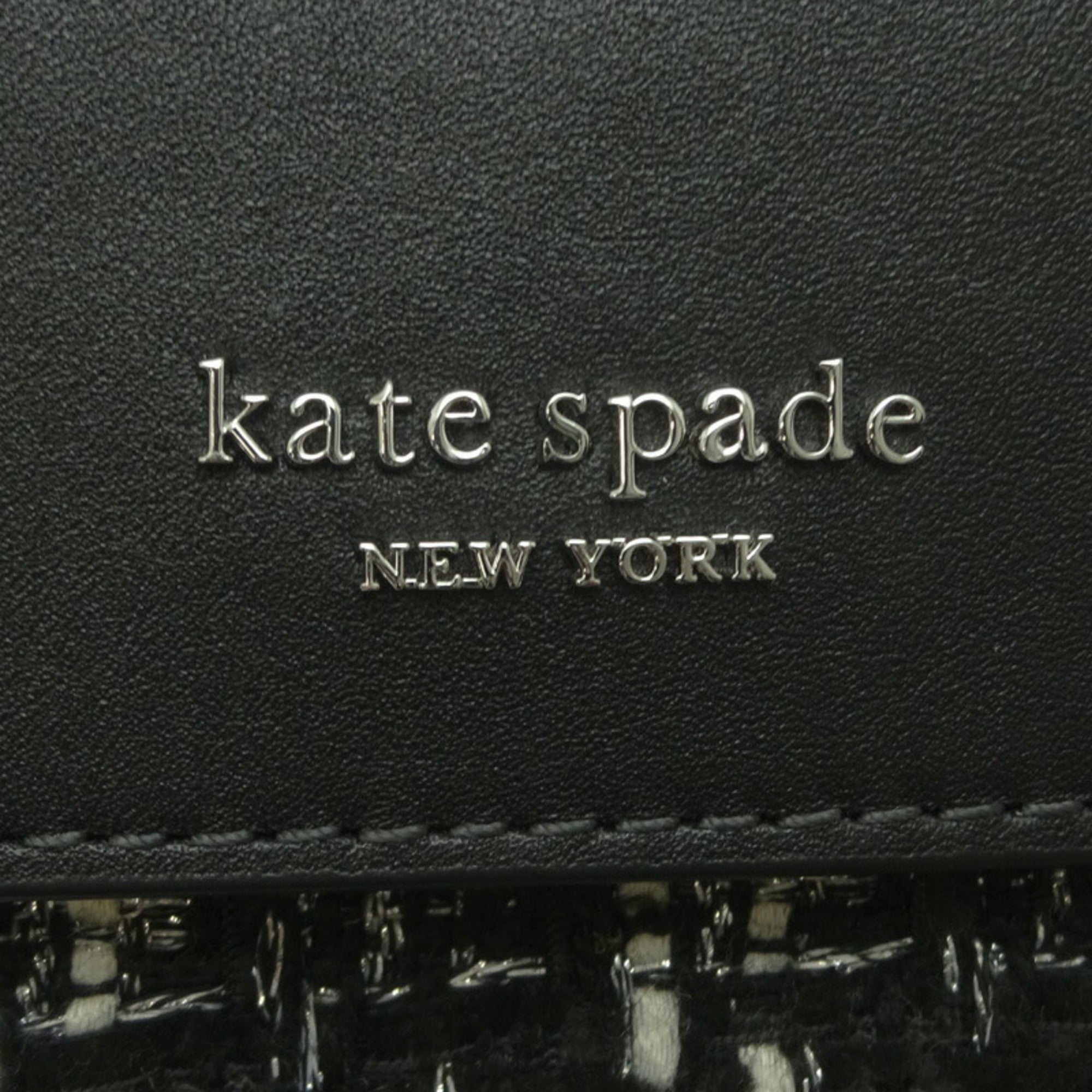 Kate Spade Black White Tweed Leather Shoulder Bag (Pre-Owned)