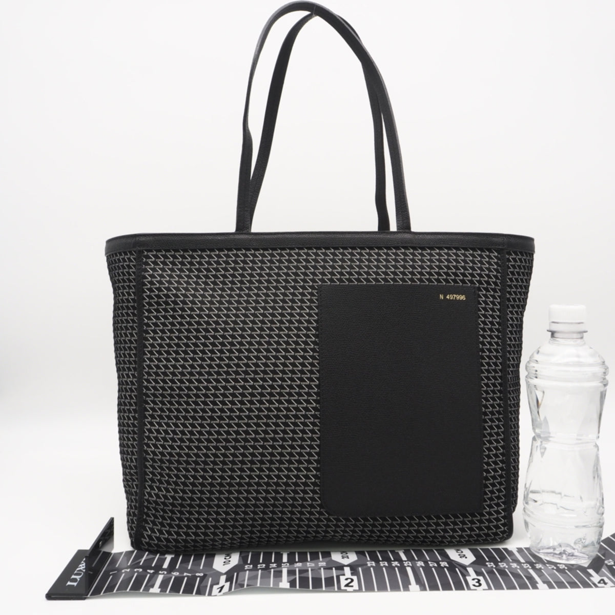 Valextra Black White Leather Handbag Tote Bag (Pre-Owned)