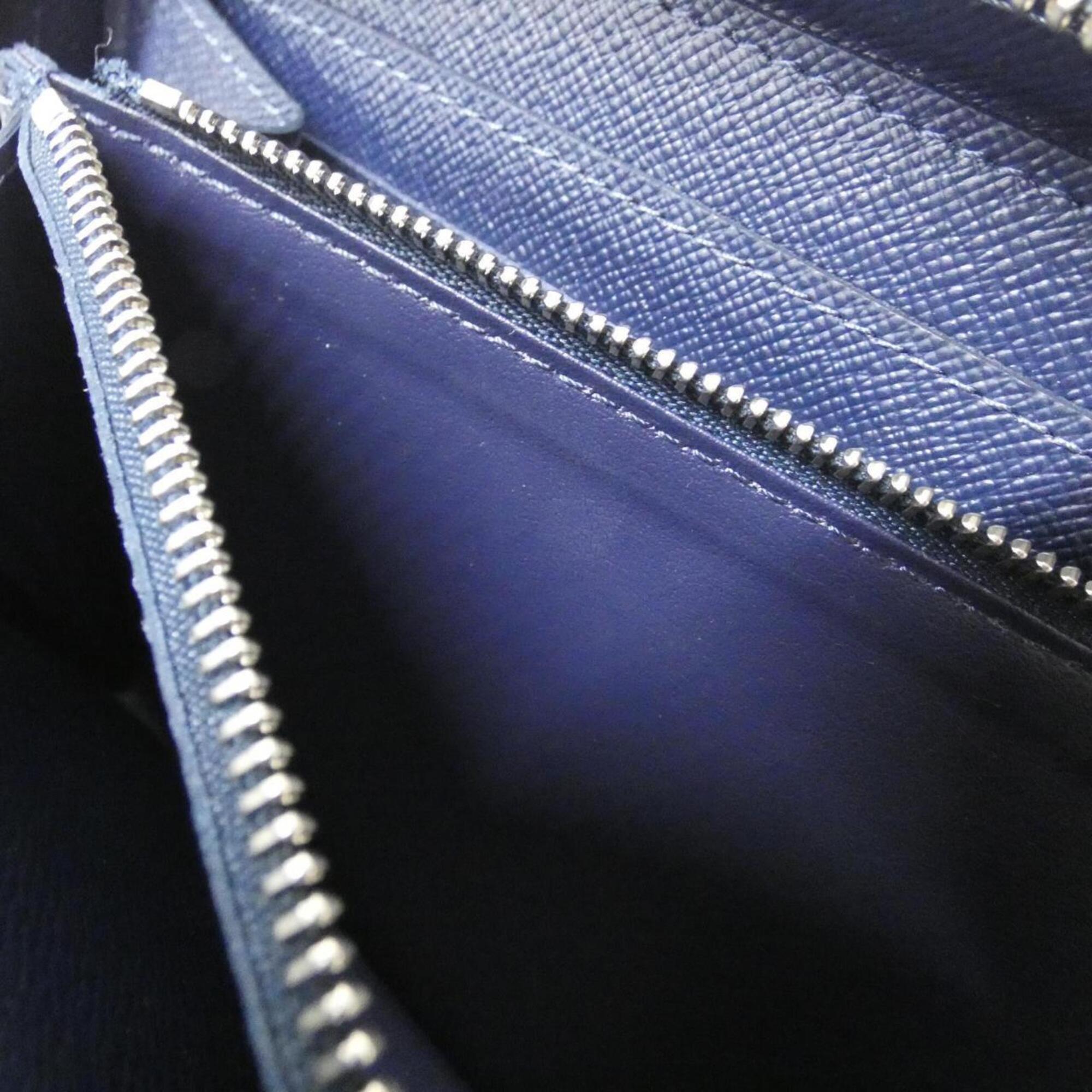 Louis Vuitton Navy Blue Leather Long Wallet (Bi-Fold) (Pre-Owned)