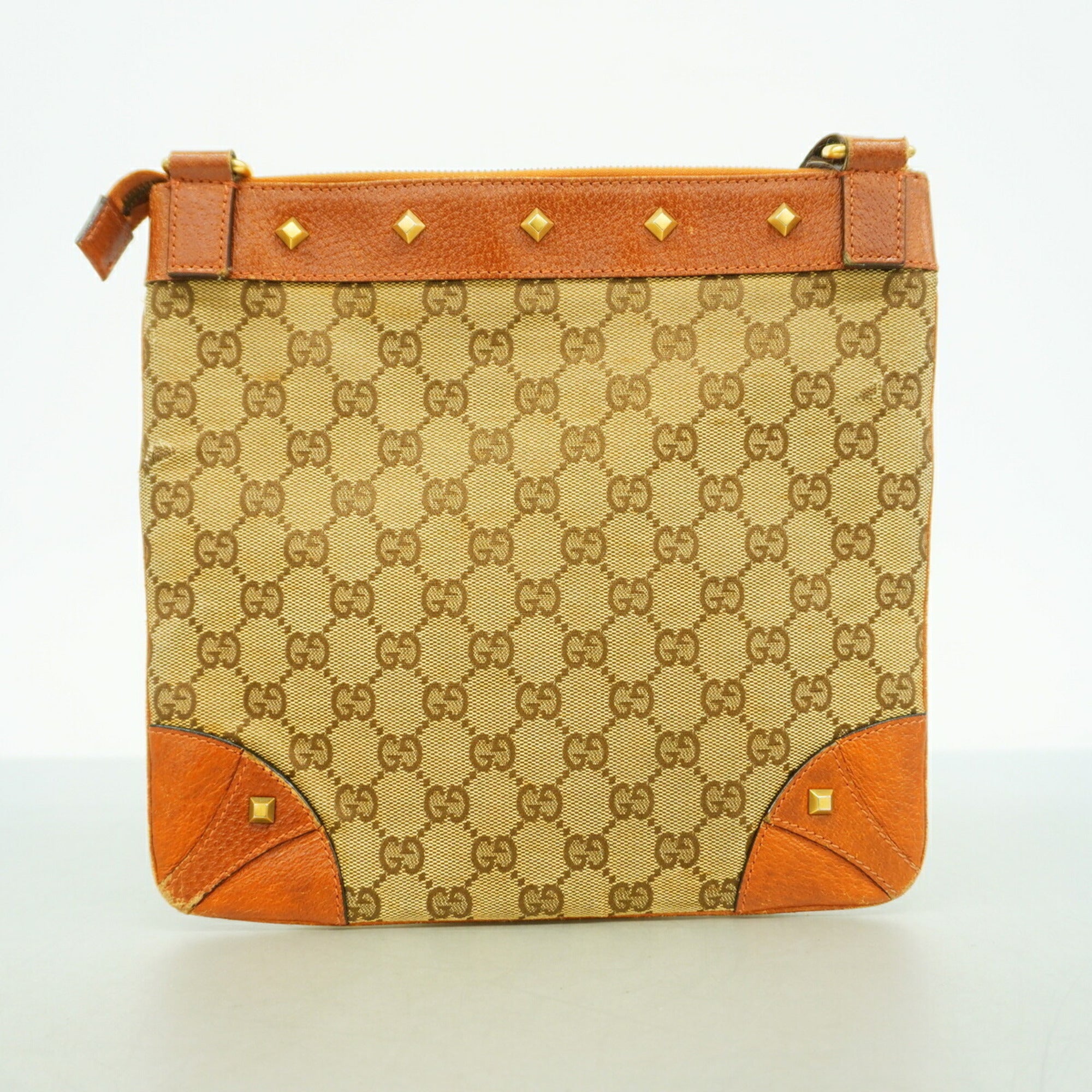 Gucci Beige Brown Canvas Shoulder Bag (Pre-Owned)