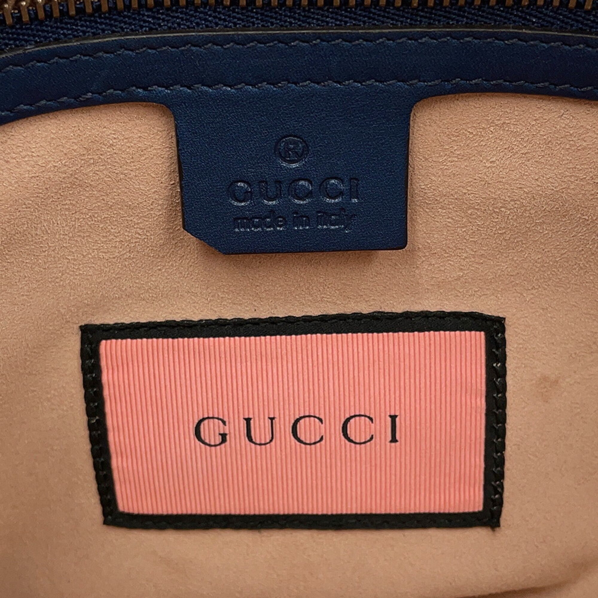 Gucci Blue Leather Handbag Shoulder Bag (Pre-Owned)