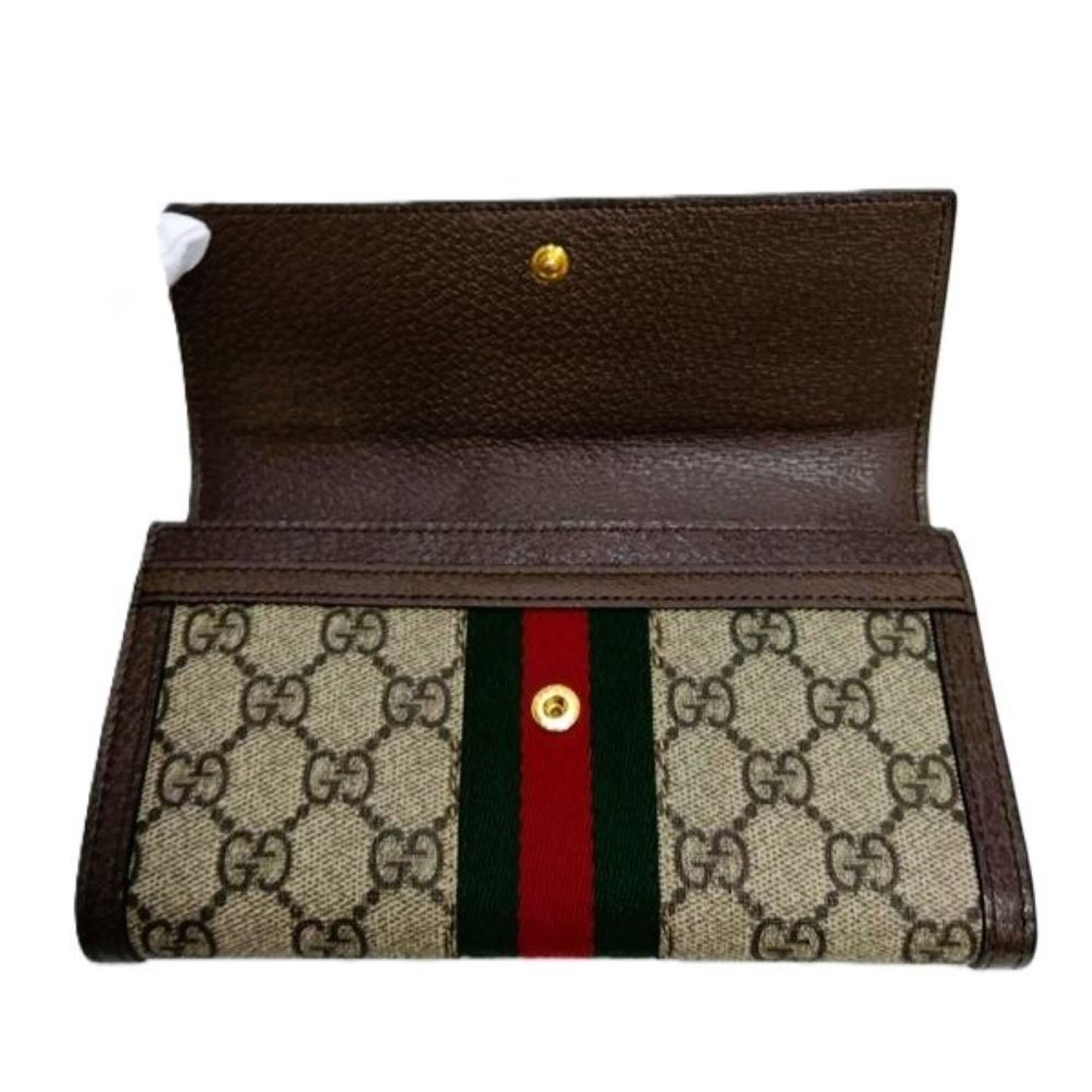 Gucci Black Brown Gg Supreme Canvas Long Wallet (Bi-Fold) (Pre-Owned)