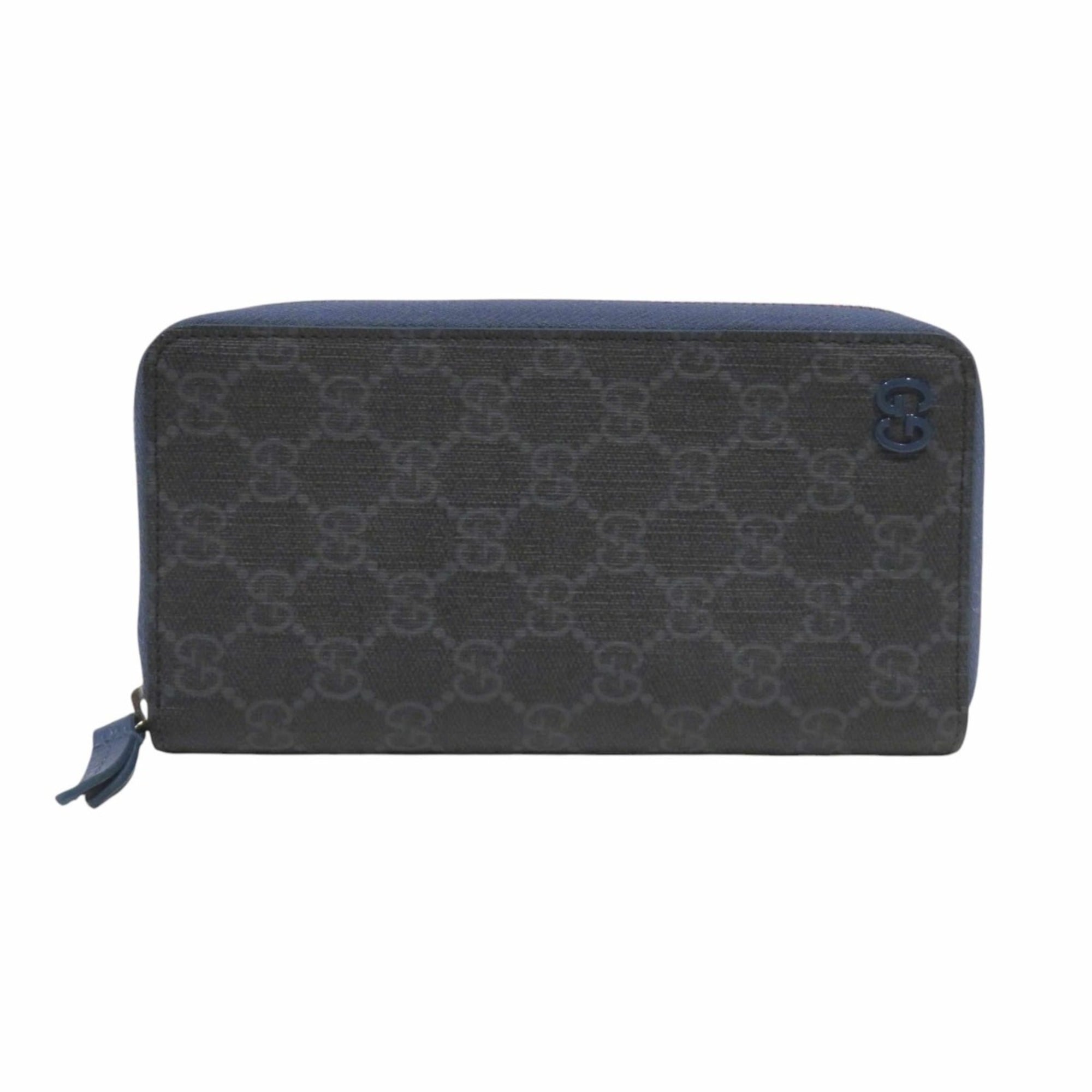 Gucci Gg Supreme Black Blue Gg Supreme Long Wallet (Bi-Fold) (Pre-Owned)