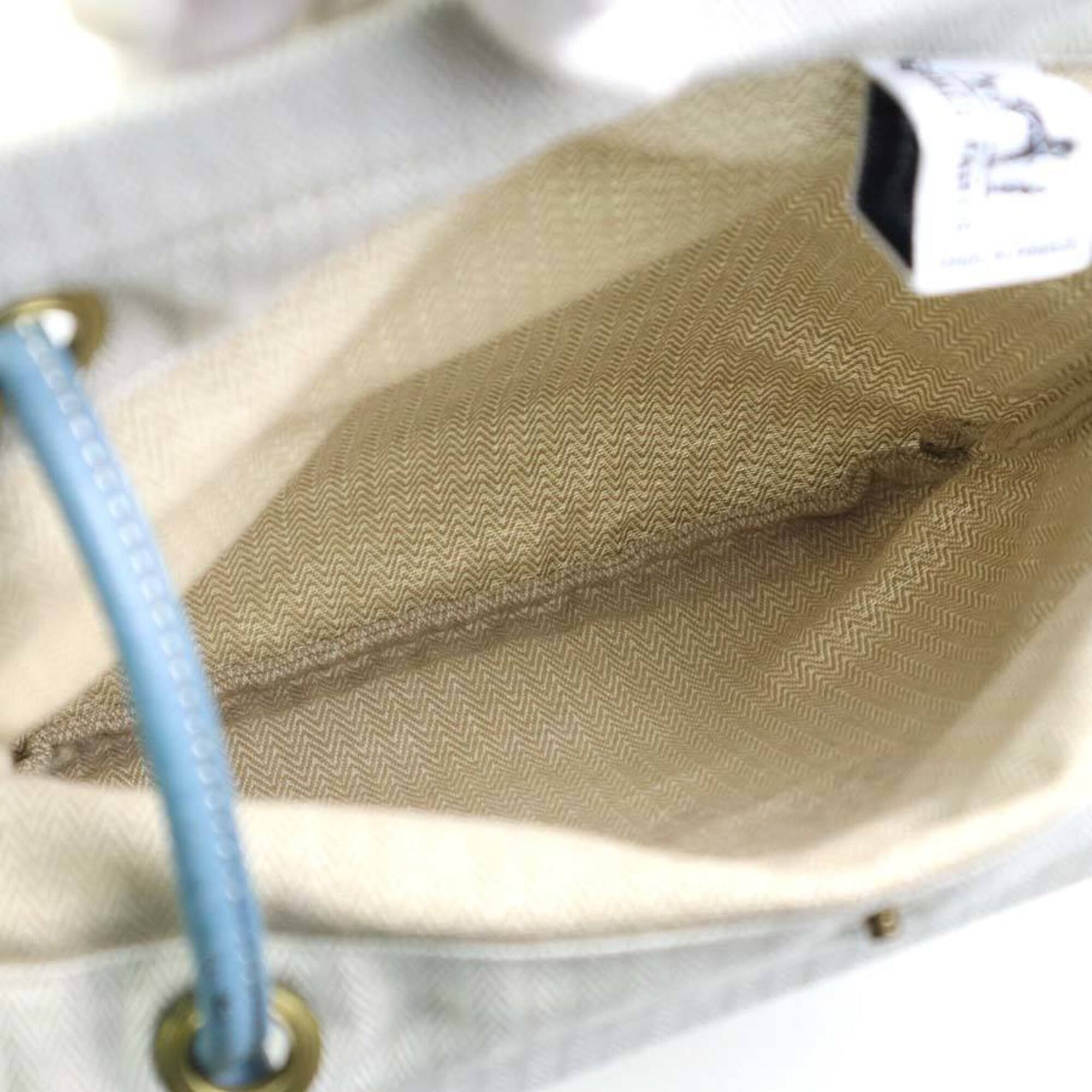 Hermes Blue Light Beige Cotton Leather Shoulder Bag (Pre-Owned)