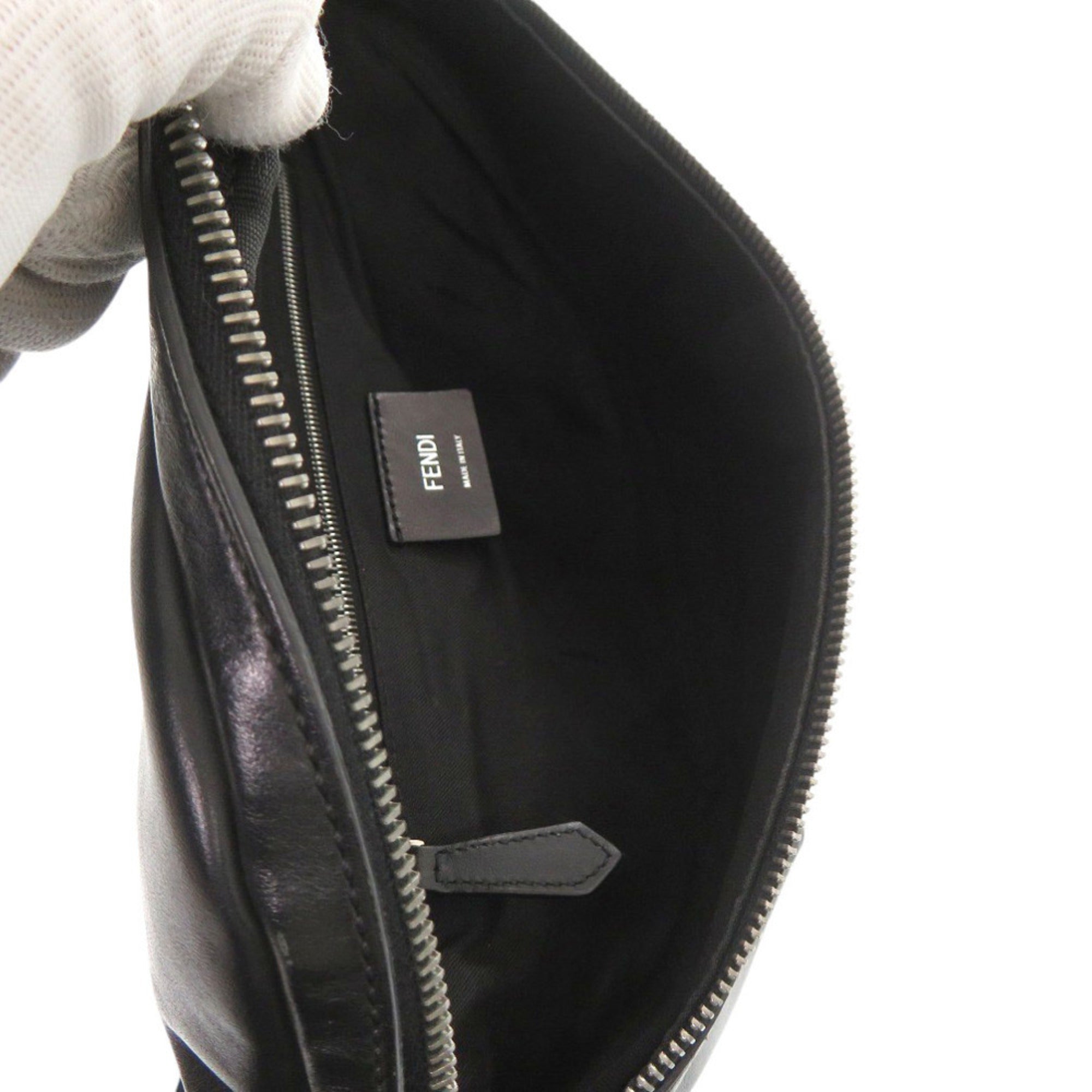 Fendi Black Red Color Leather Fanny Pack Sling Bag (Pre-Owned)