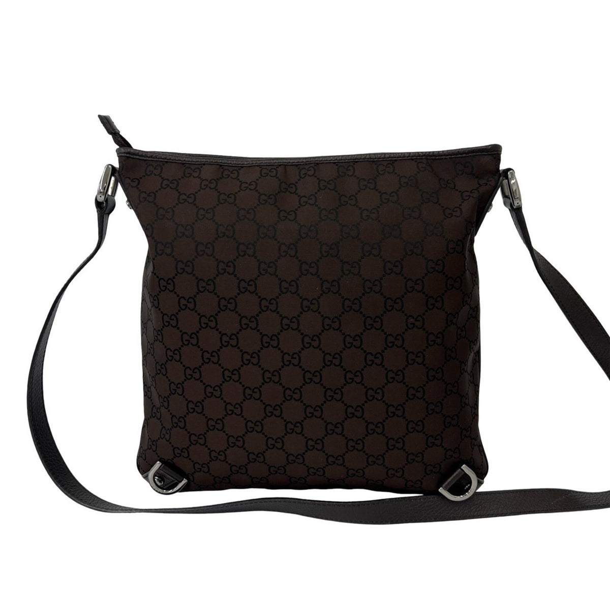 Gucci Brown Nylon Leather Pochette Shoulder Bag (Pre-Owned)