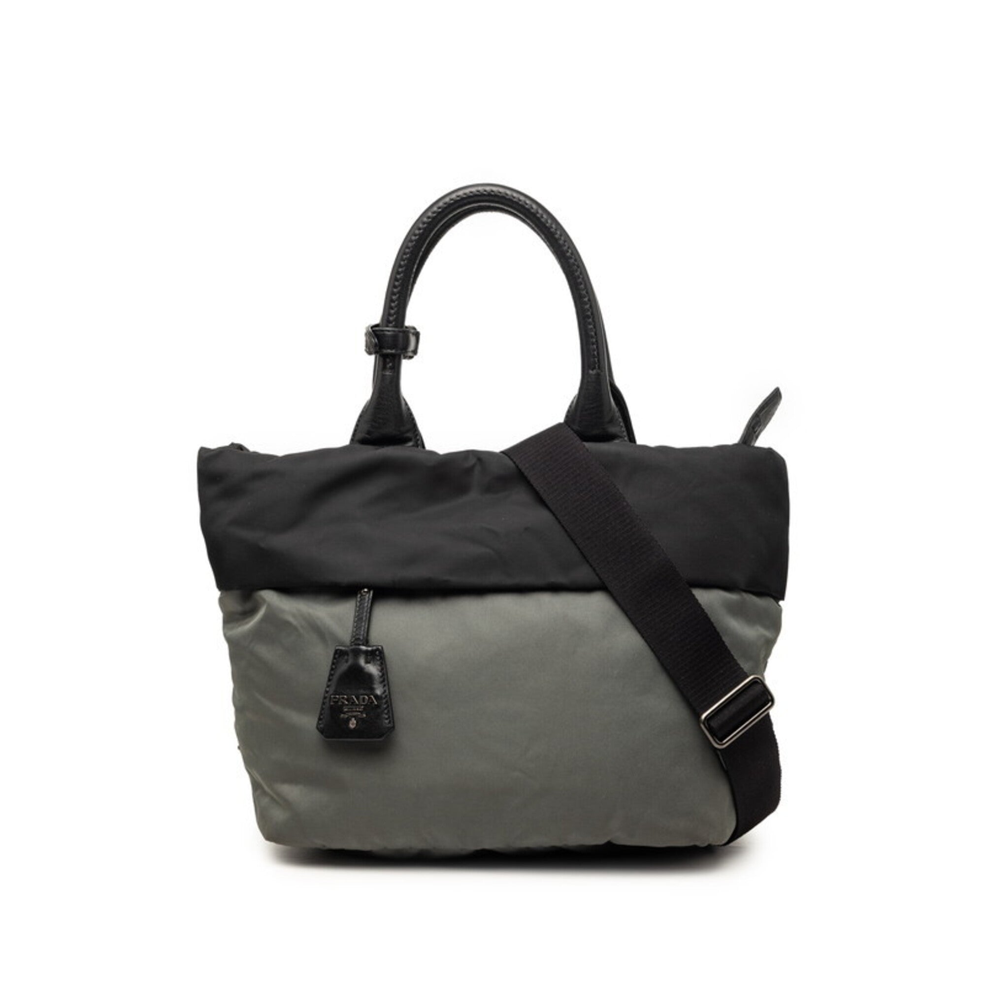 Prada Black Gray Nylon Handbag Shoulder Bag (Pre-Owned)