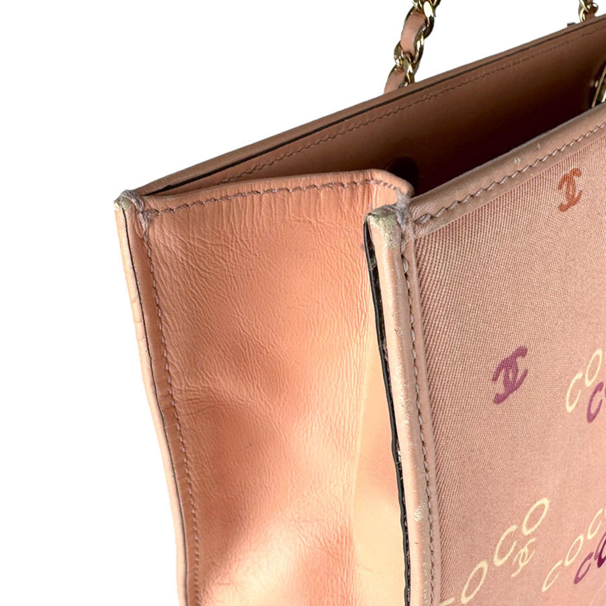 Chanel Pink Orange Canvas Handbag (Pre-Owned)