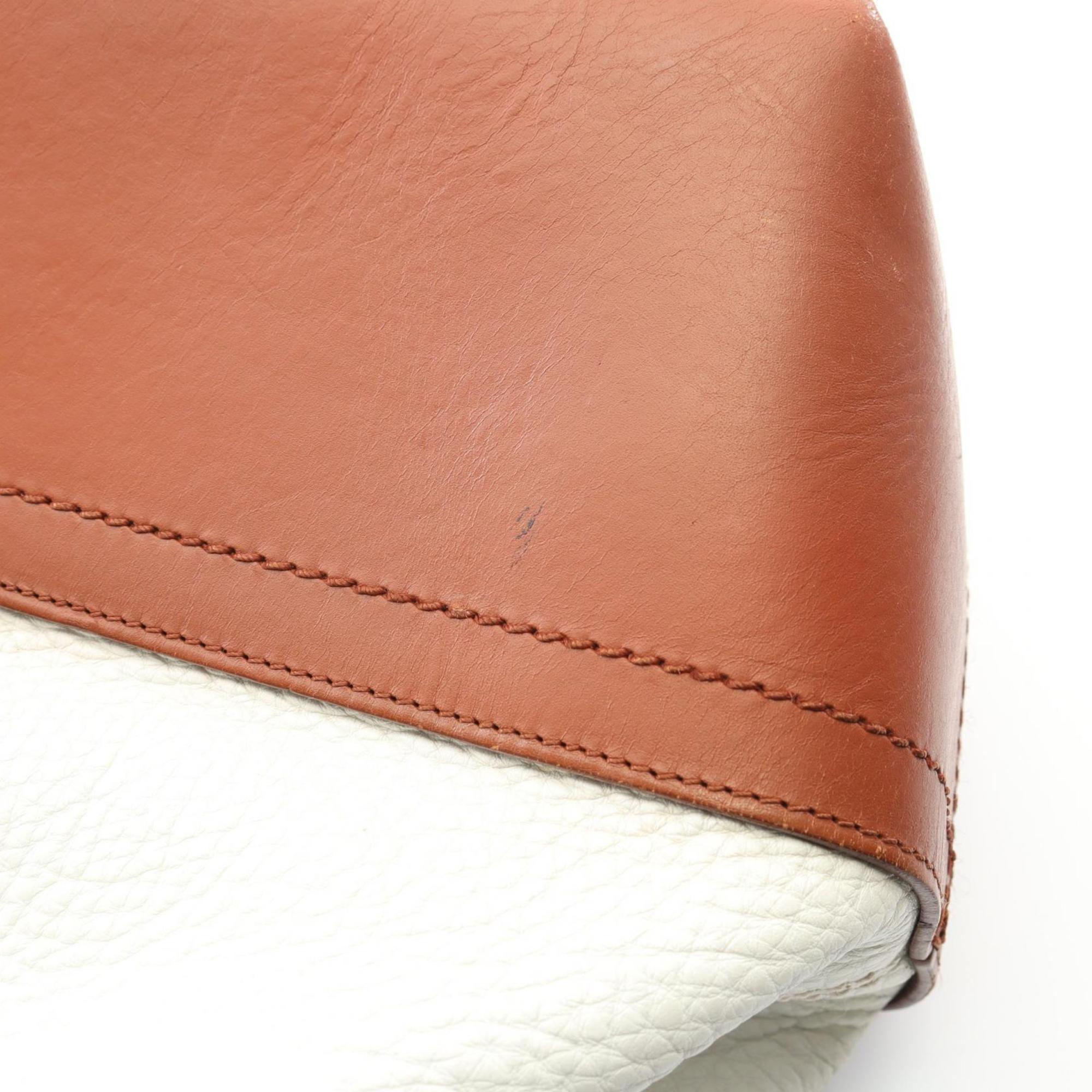 Fendi Brown Navy White Leather Shoulder Bag (Pre-Owned)