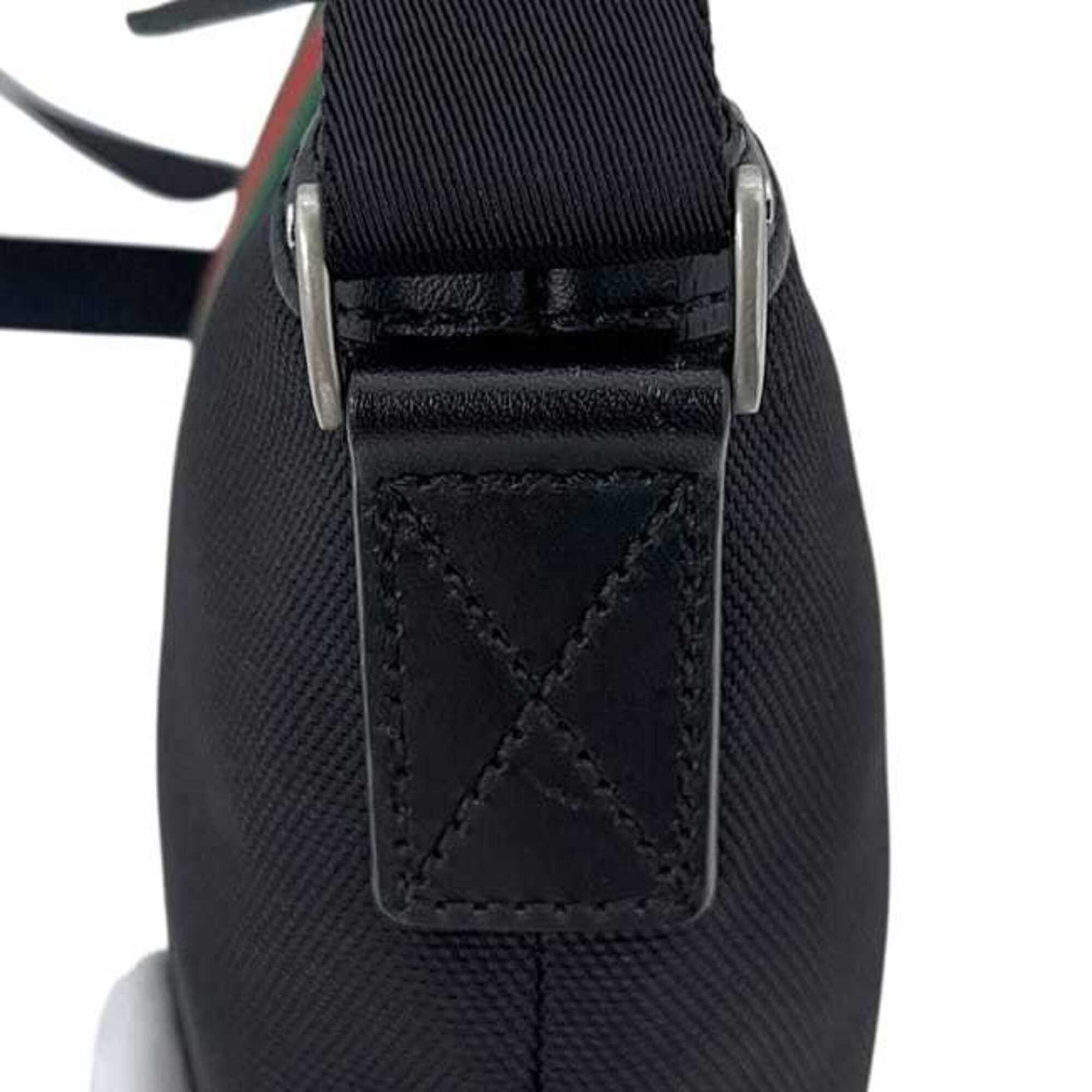Gucci Black Canvas Leather Shoulder Bag (Pre-Owned)